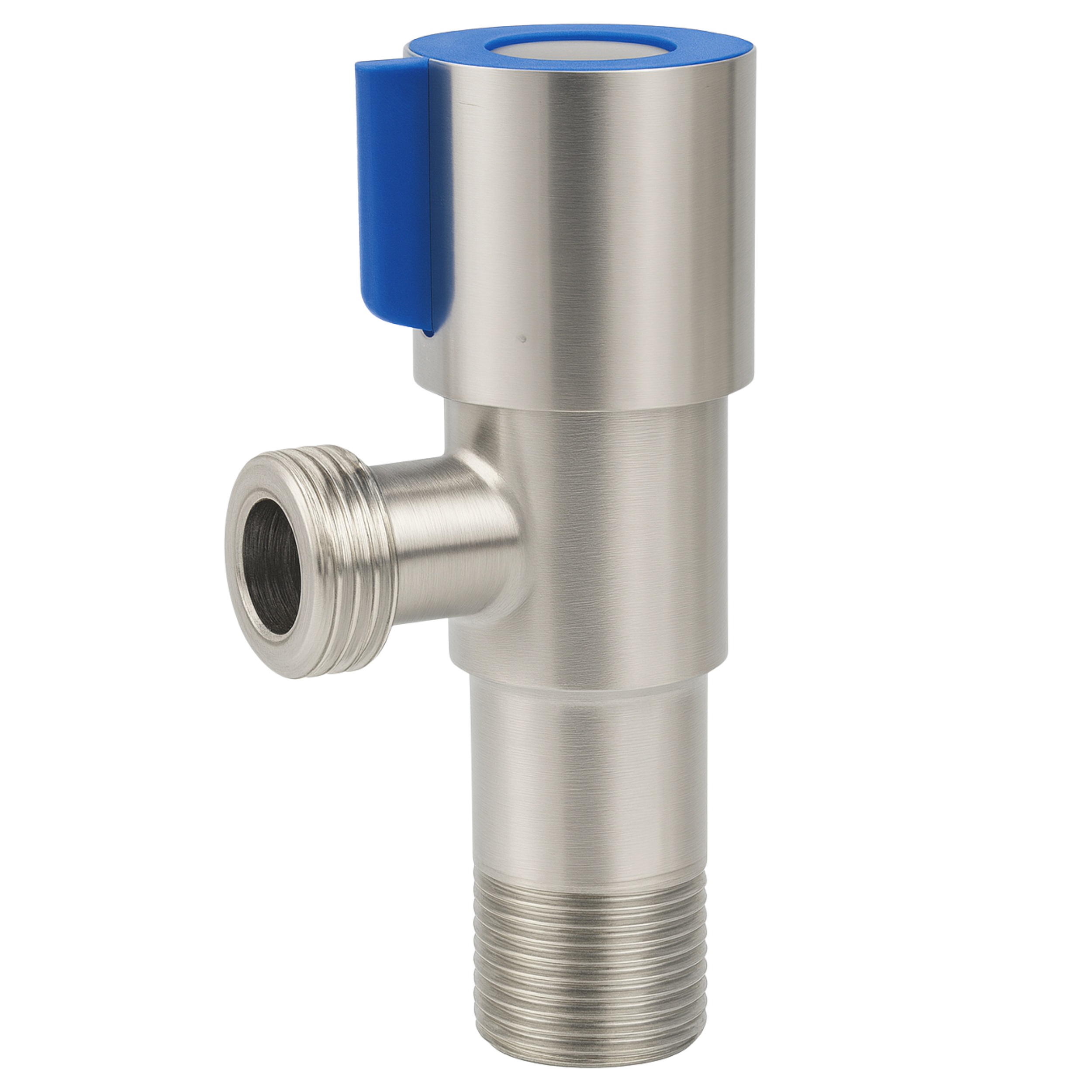 Zawór kątowy 1/2-1/2" głowica ceramiczna niebieski Invena