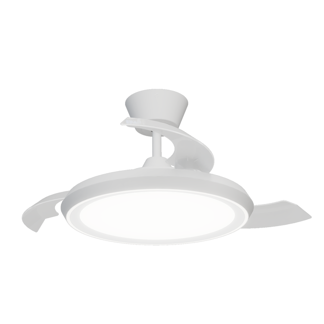 Ventilador de techo con luz silencioso DC 22W con mando ø89 cm Kira SULION blanco luz CCT 3 aspas retráctiles tipo lámpara| 6 velocidades| modo verano/invierno| temporizador| brisa| recomendado para <13m²