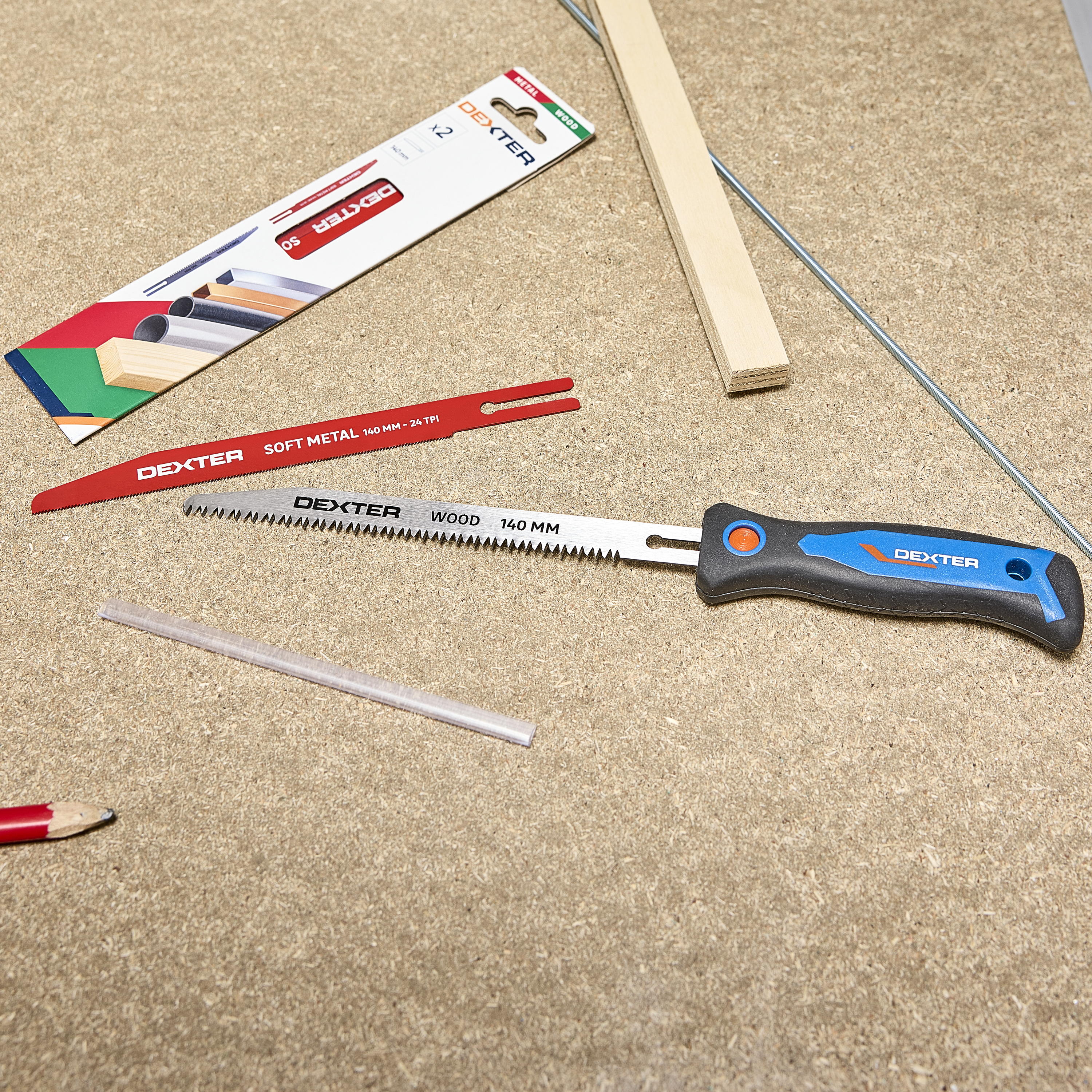 Mini serra 140 mm com 2 lâminas para metal e madeira 9 e 24 TPI Dexter - 5