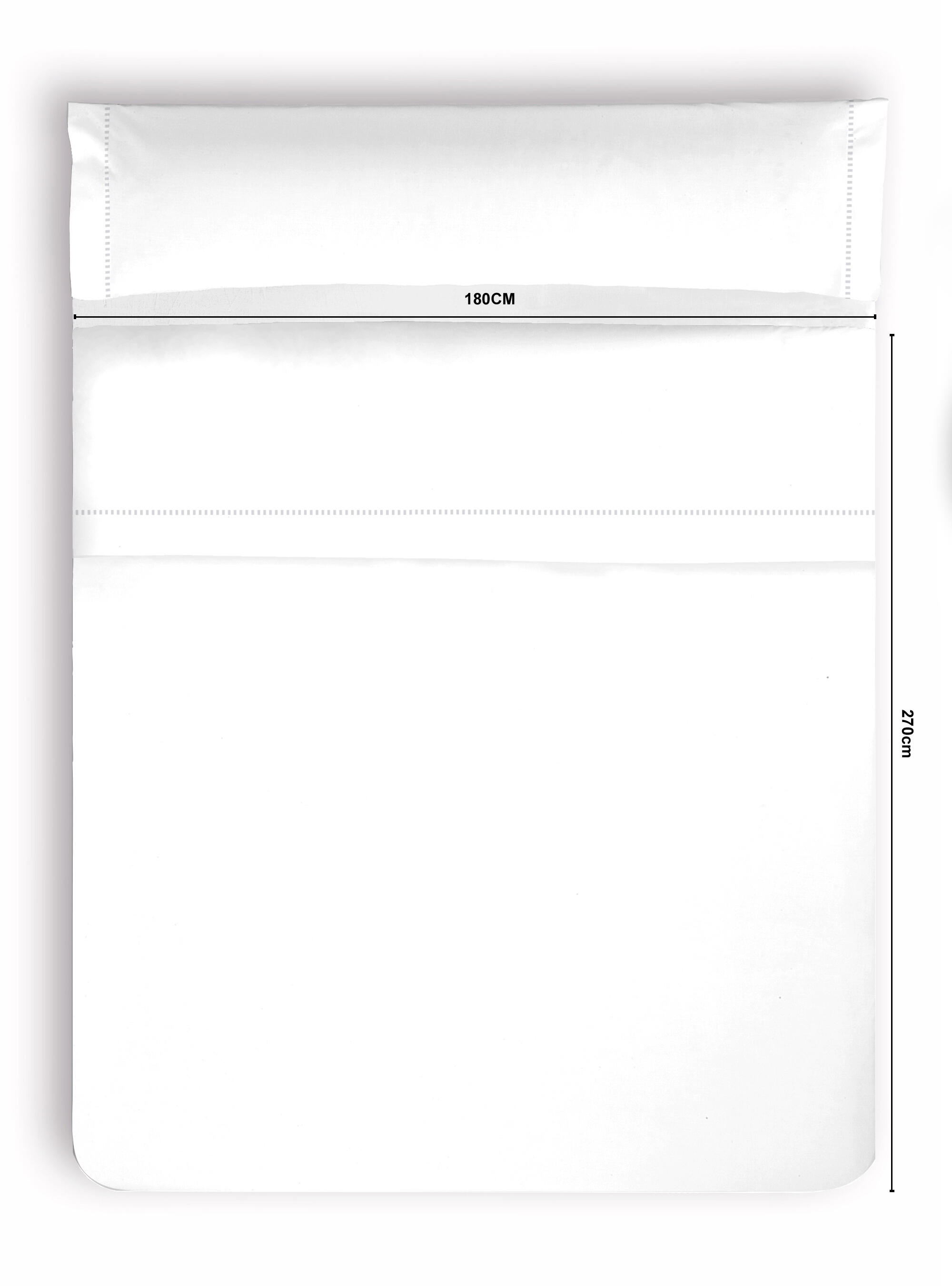 Sábana encimera Vainica algodón percal 200 hilos blanco 270x270 para cama de 105 cm - 2
