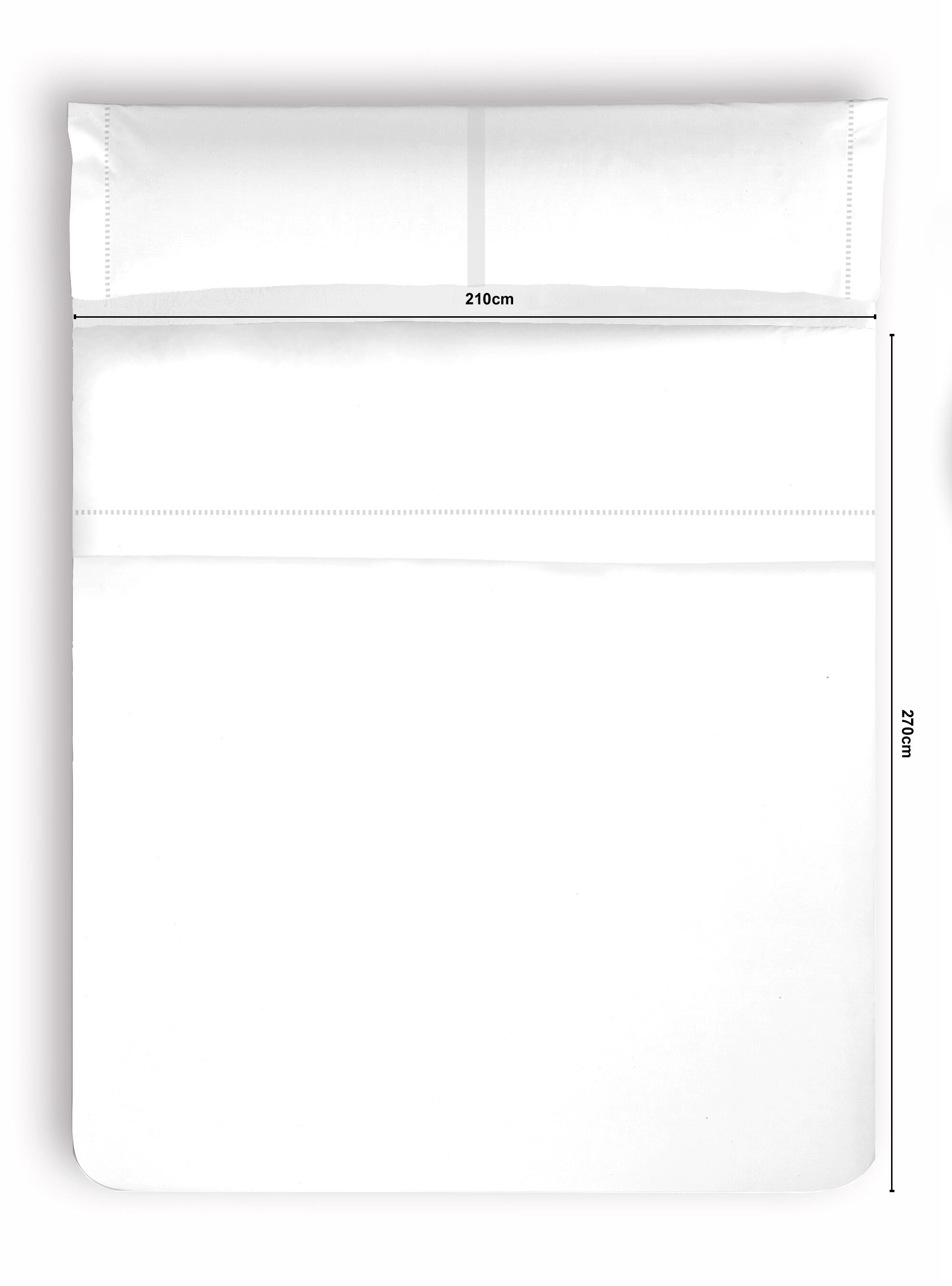 Sábana encimera Vainica algodón percal 200 hilos blanco 270x270 para cama 135 cm - 2