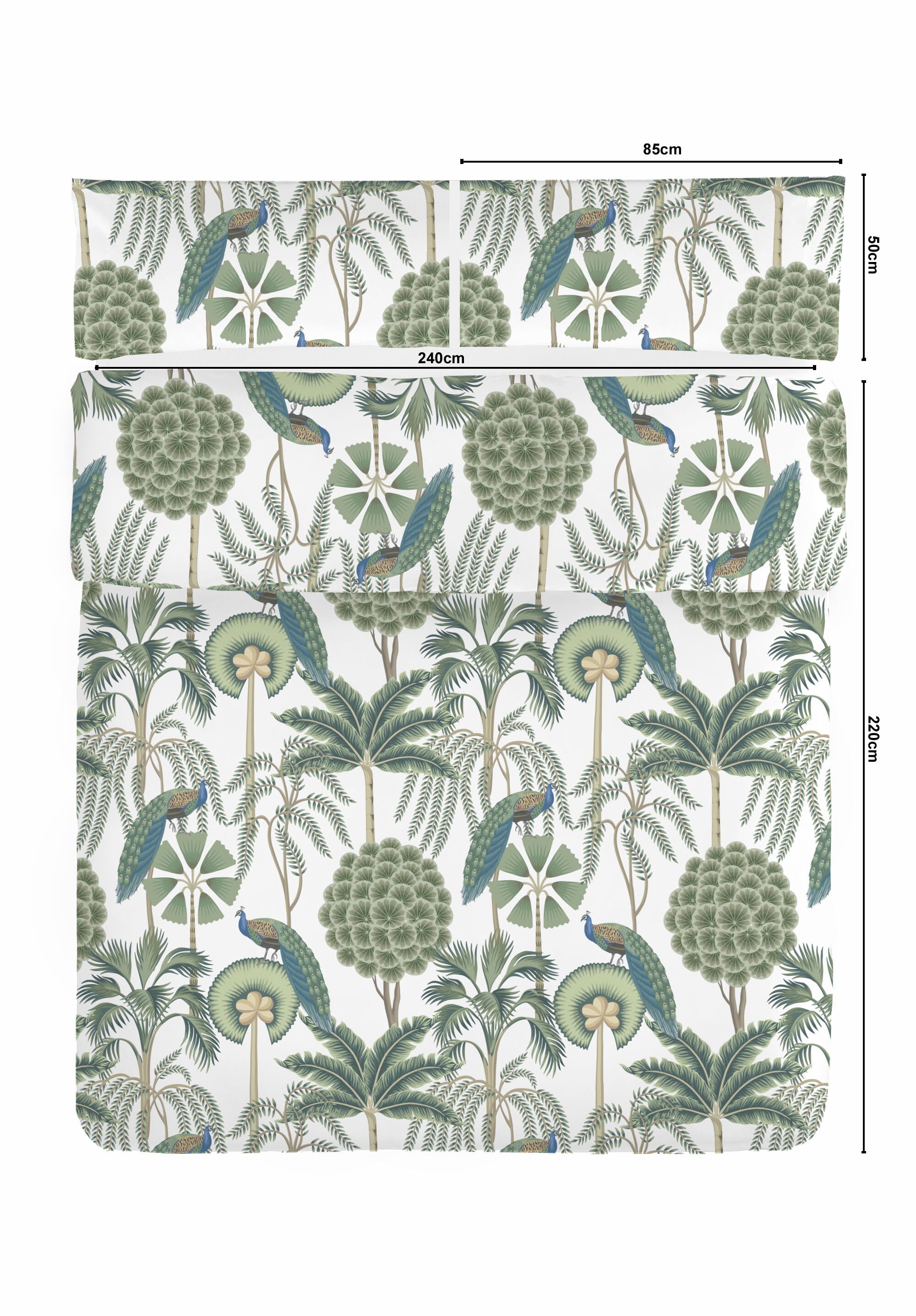 Funda nórdica + 2 fundas de almohada Samui algodón percal 180 hilos planta verde para cama de 150 cm - 2