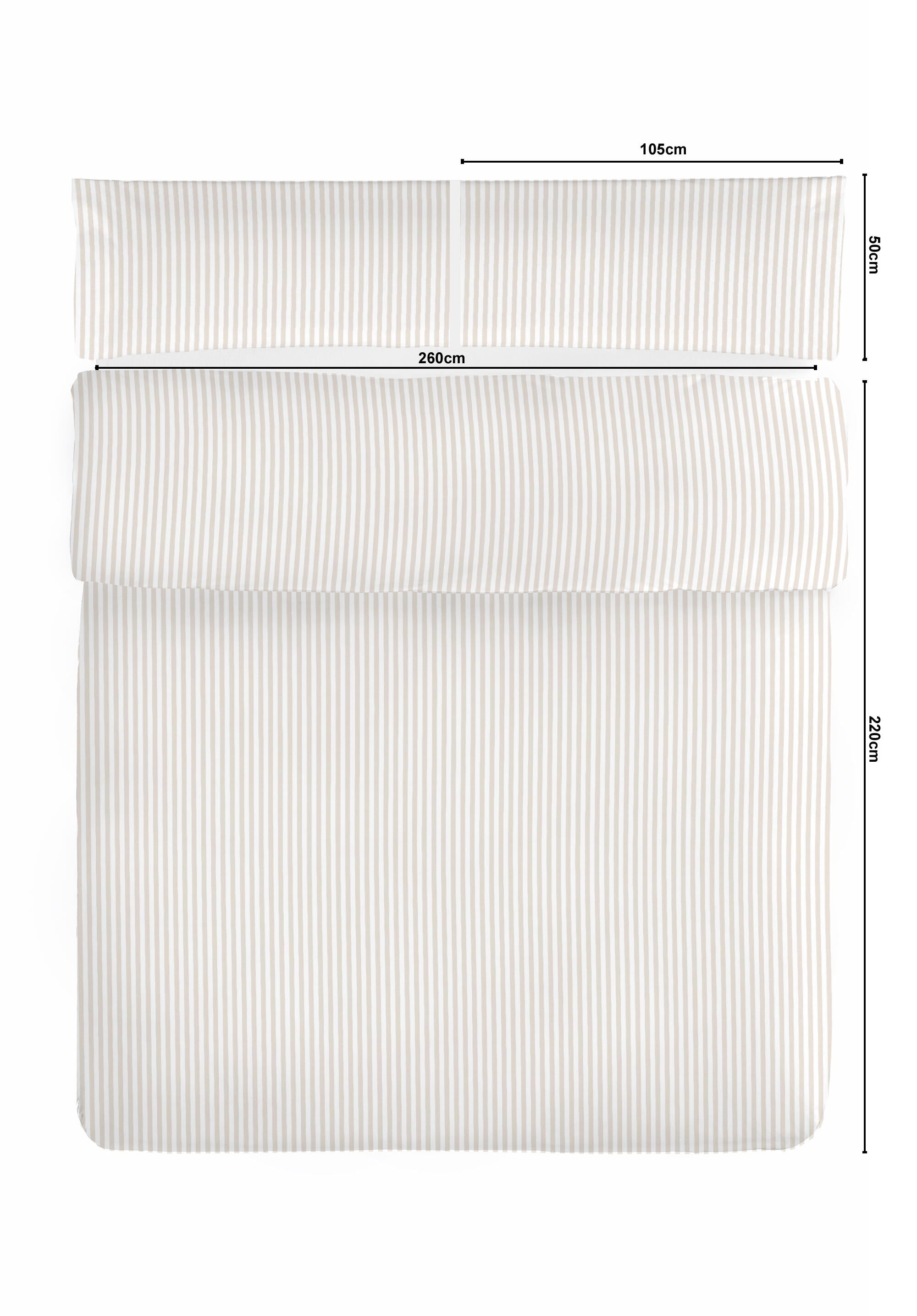 Funda nórdica + 2 fundas de almohada Pink algodón percal 180 hilos rayas beige para cama de 180 cm - 2