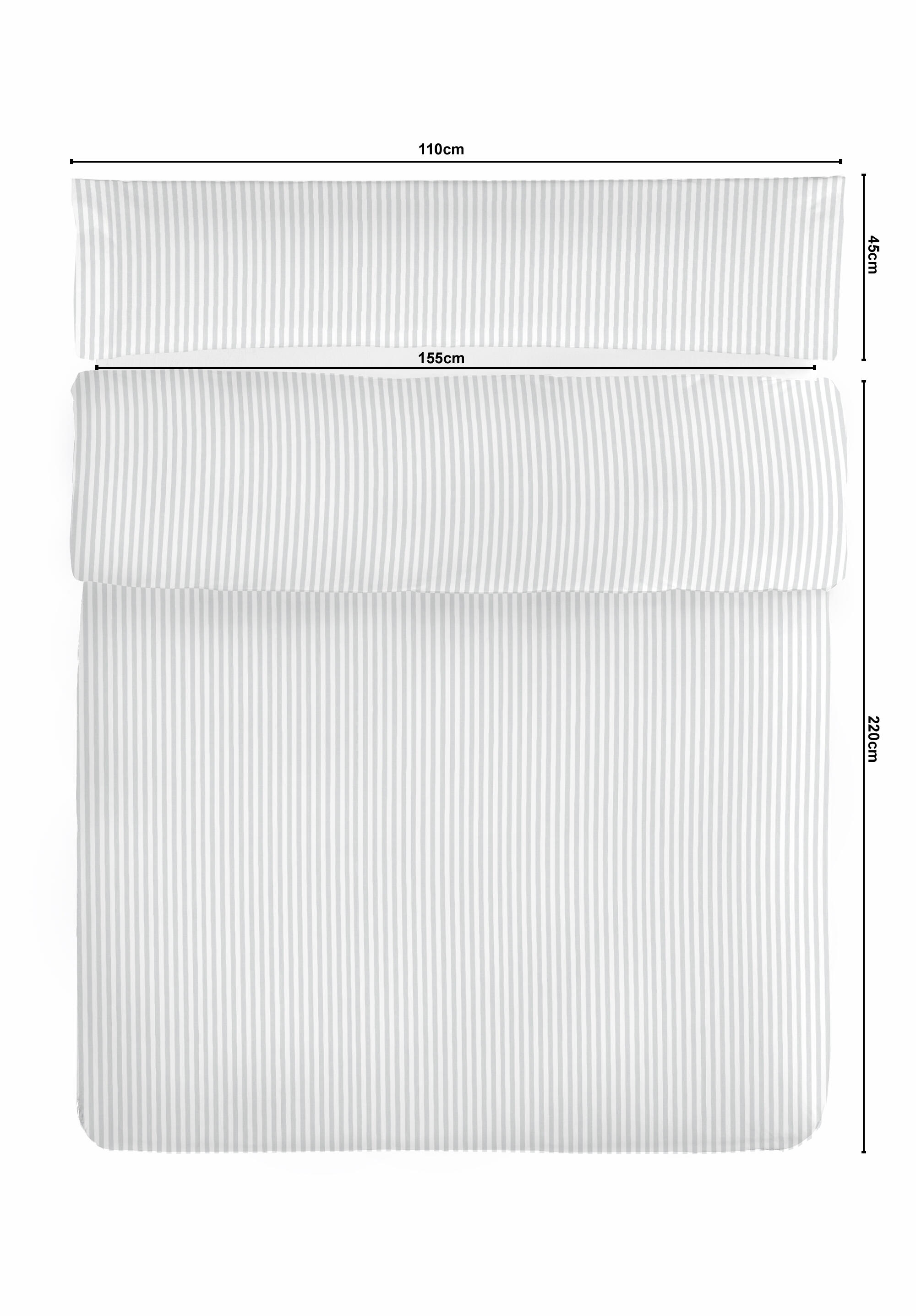 Funda nórdica + 1 funda de almohada Pink algodón percal 180 hilos rayas gris para cama de 90 cm - 2