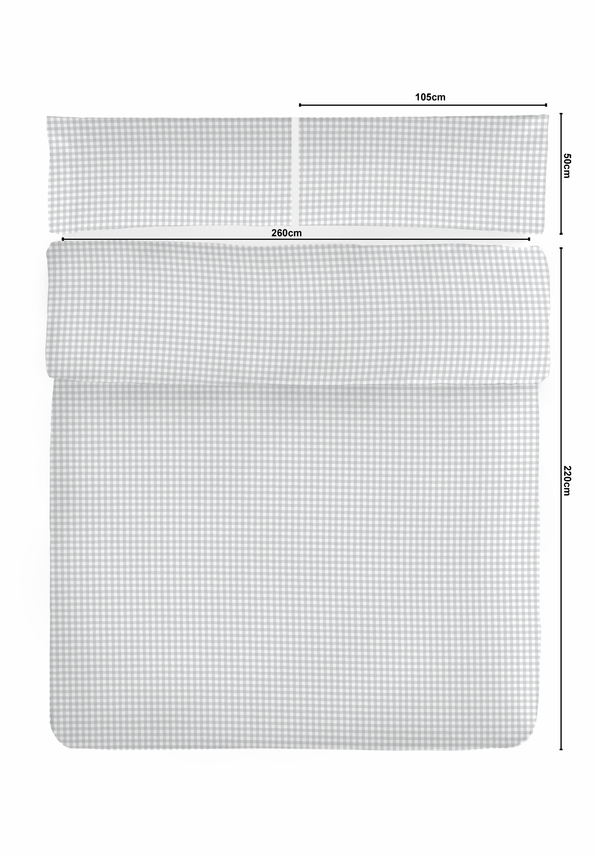 Funda nórdica + 2 fundas de almohada Joy algodón percal 180 hilos cuadro vichy gris para cama de 180 cm - 2