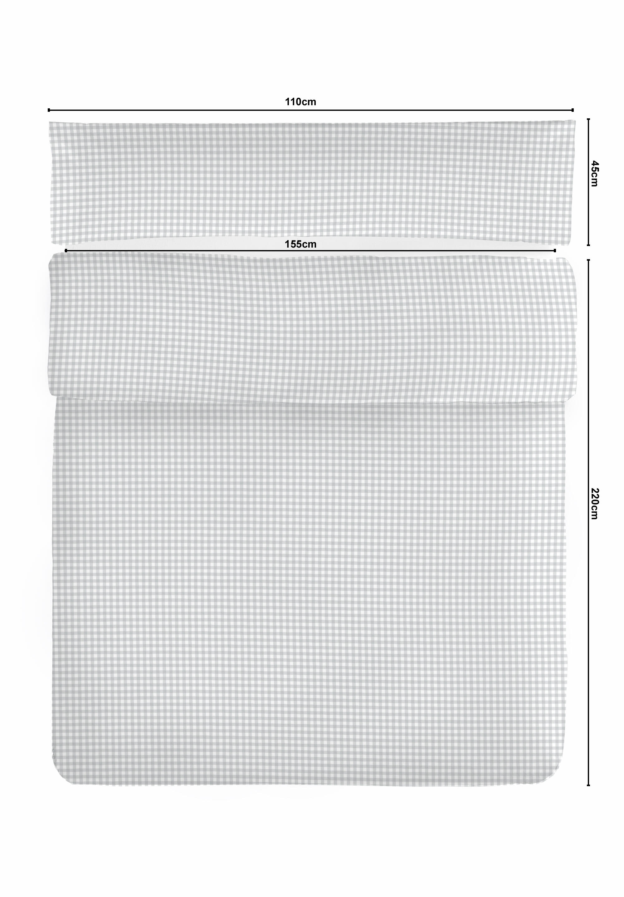 Funda nórdica + 1 funda de almohada Joy algodón percal 180 hilos cuadro vichy gris para cama de 90 cm - 2