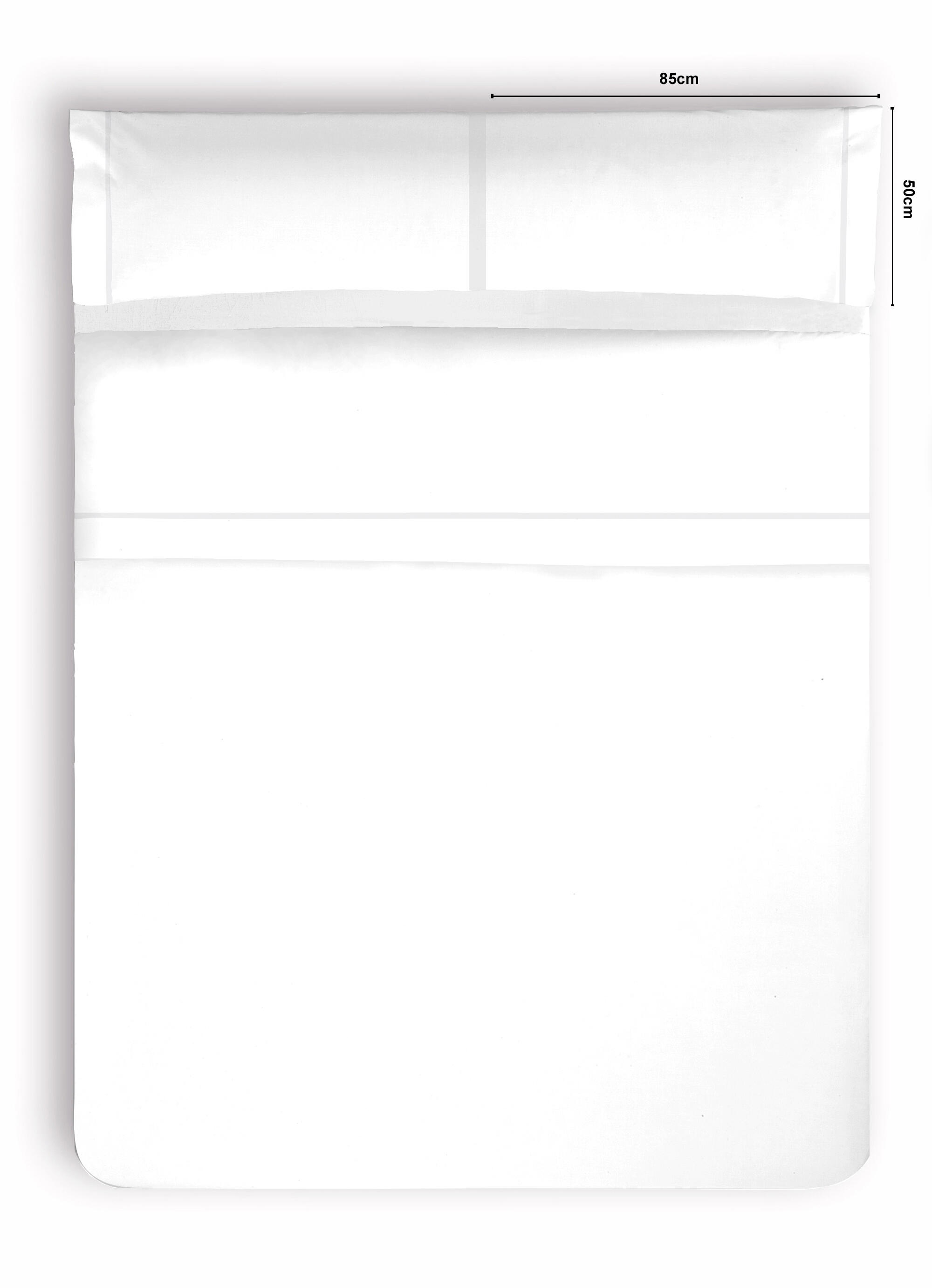 2 Fundas de almohada Percal Saten algodón percal 200 hilos blanco 50 x 85 cm para cama de 160 cm - 2