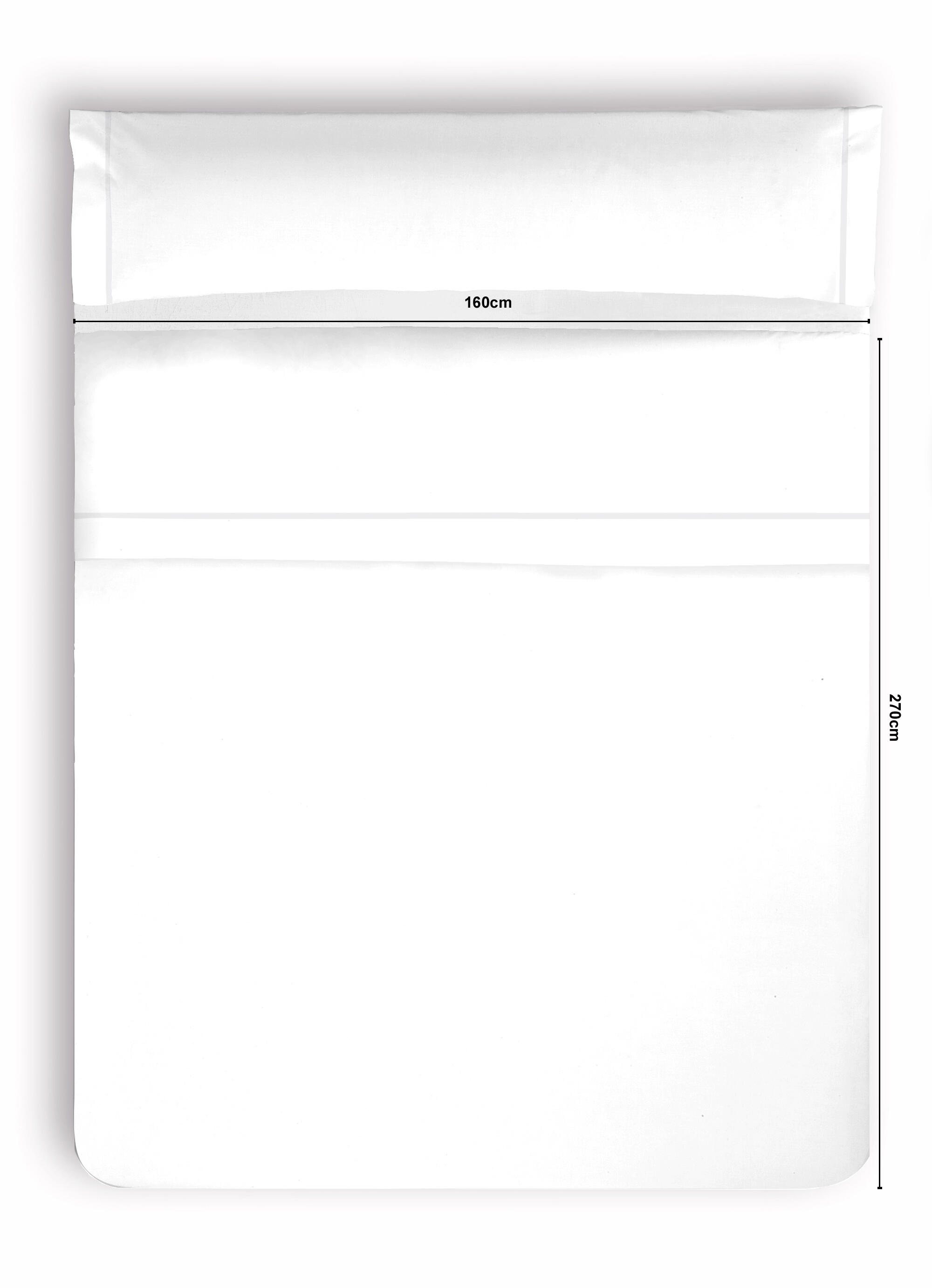 Sábana encimera Festón algodón percal 200 hilos blanco 270 cm para cama de 90 cm - 2