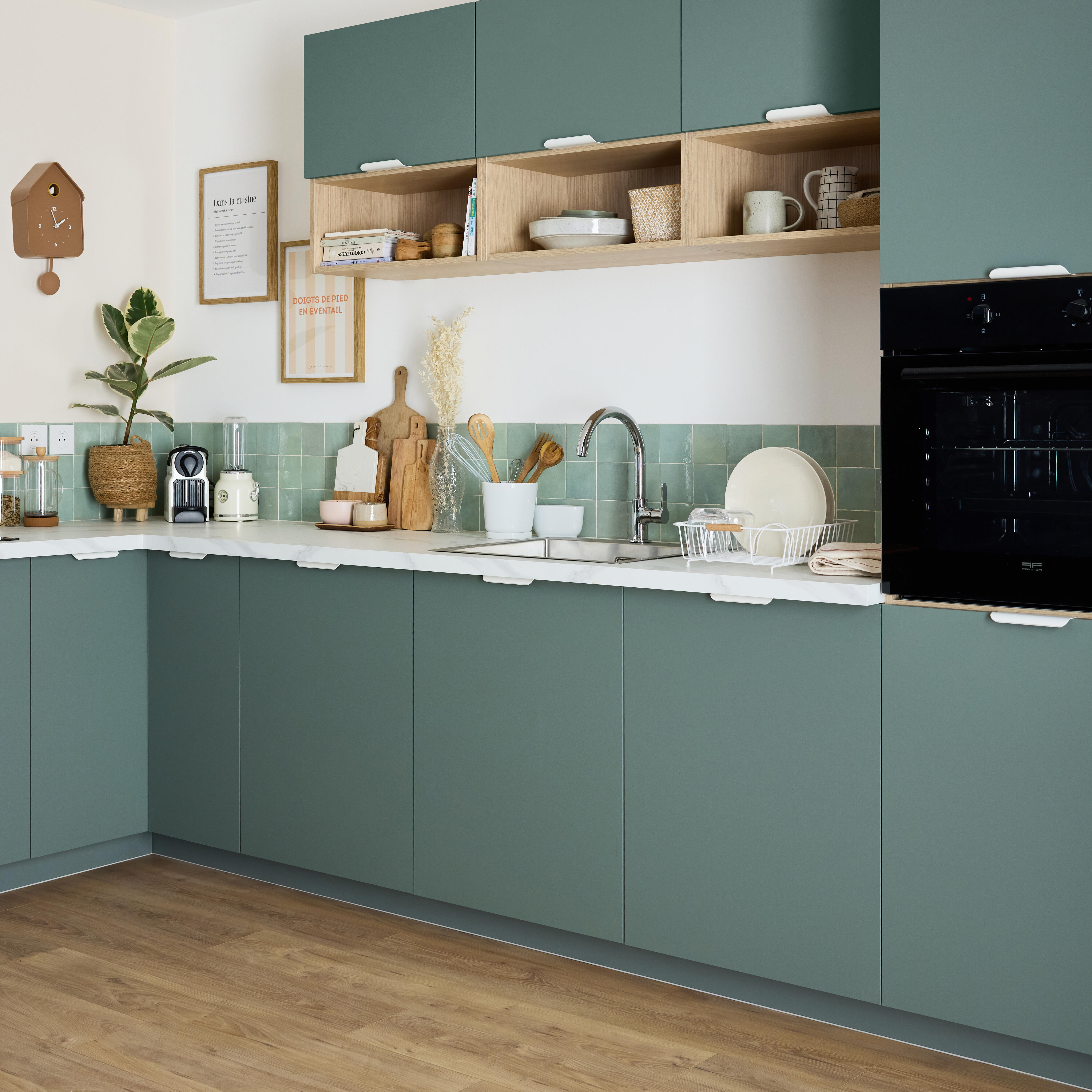 Porte de cuisine Vienne gris vert mat H.76.5 x l.39.7 cm - 2