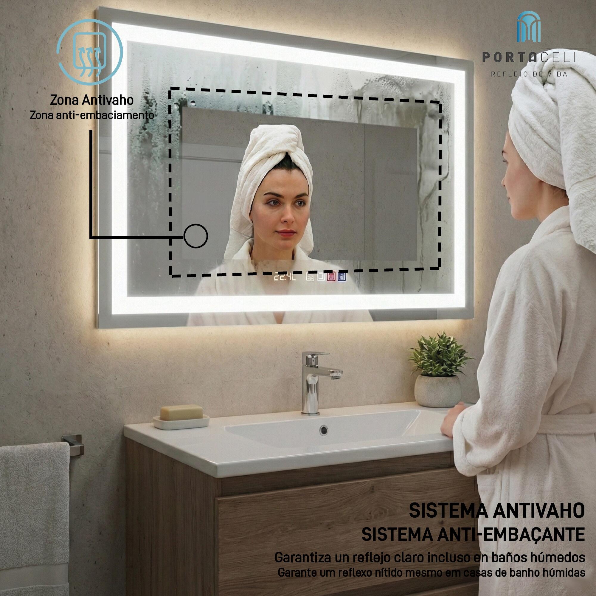 Espejo de baño con luz LED  All  con antivaho, táctil, altavoz, , bluetooth,  100x80cm - 8