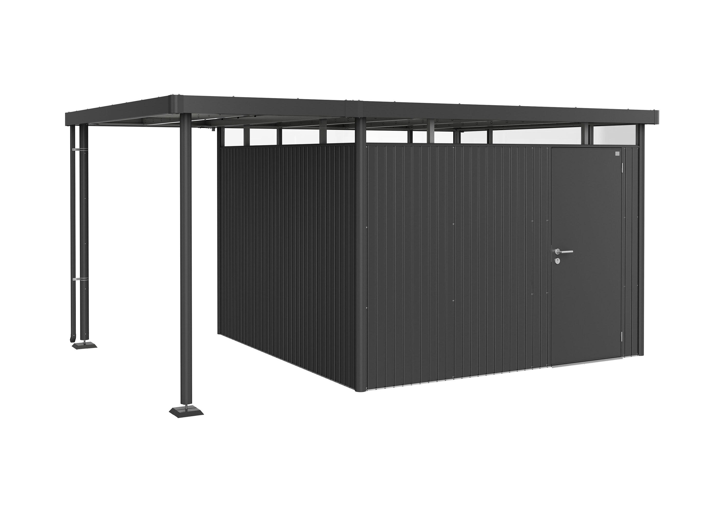 Caseta de acero highline h6 de 314.3x221x314.3 cm y 9.92 m2 con 0.5 mm espesor y puerta abatible biohort