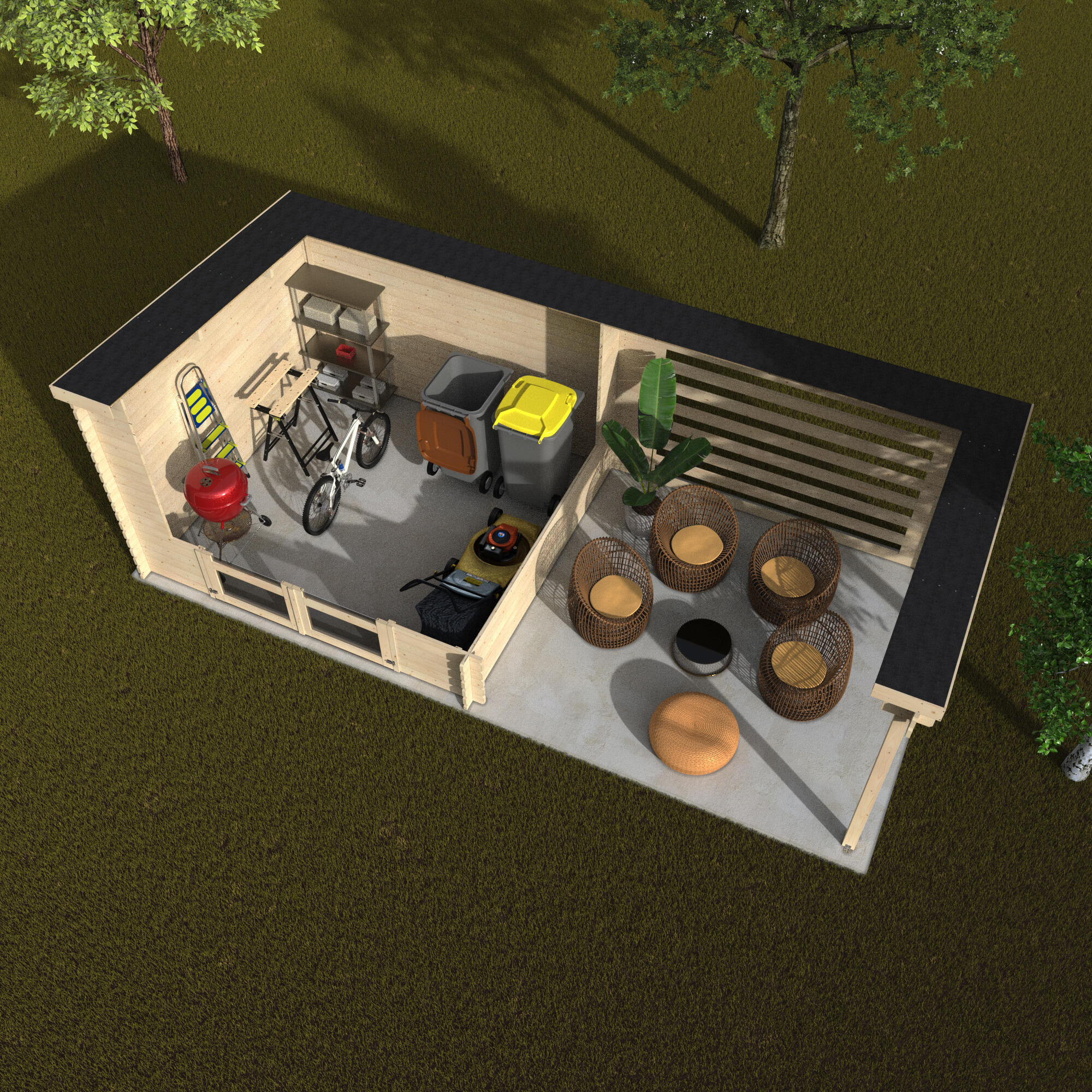 Abri de jardin bois DECOR ET JARDIN Ep.28 mm, 18.74 m² - 5