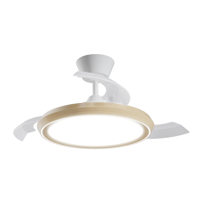 Ventilador de techo con luz silencioso DC 22W con mando ø89 cm Kira SULION marrón y blanco luz CCT 3 aspas retráctiles tipo lámpara| 6 velocidades| modo verano/invierno| brisa| temporizador| recomendado para <13m²