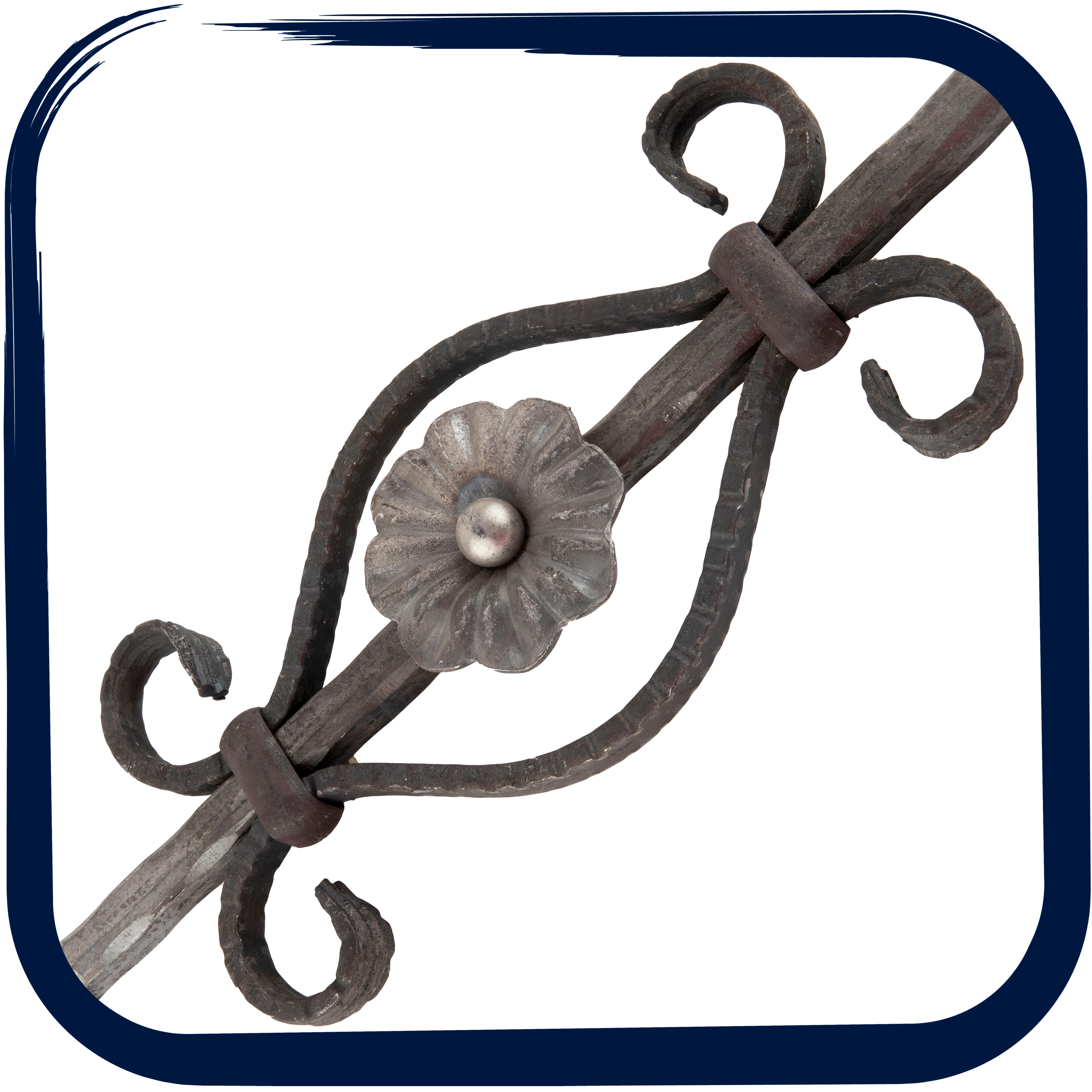 BARRA DE HIERRO FORJADO DIBUJO CENTRAL 14X14MM 0,9M - 6