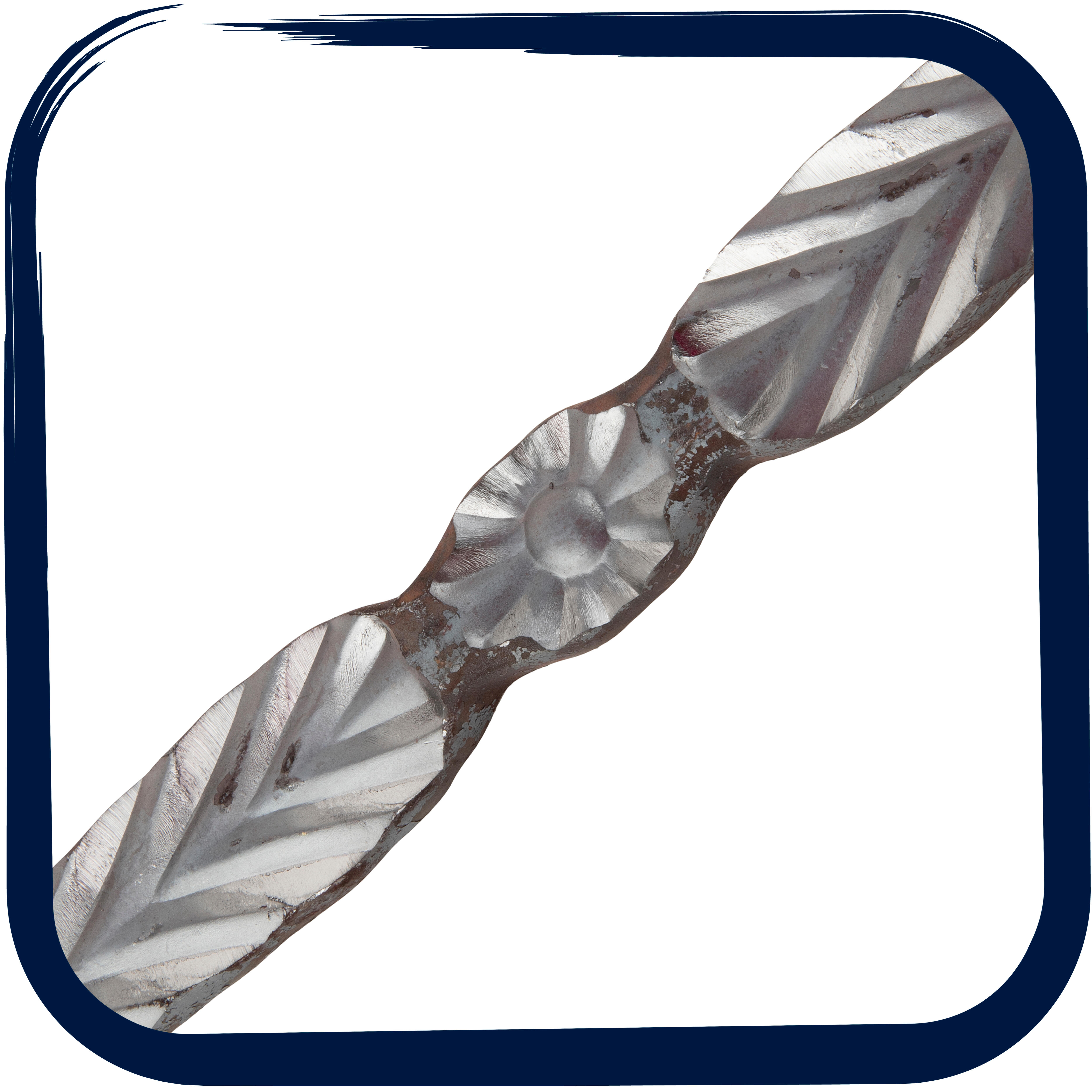 BARRA DE HIERRO FORJADO UN ESTAMPADO 14X14MM 0,9M - 8