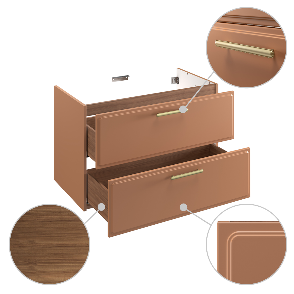 Meuble sous-vasque 2t L.90cm x H.58cm x P.47.8cm terracotta Pearl - 5