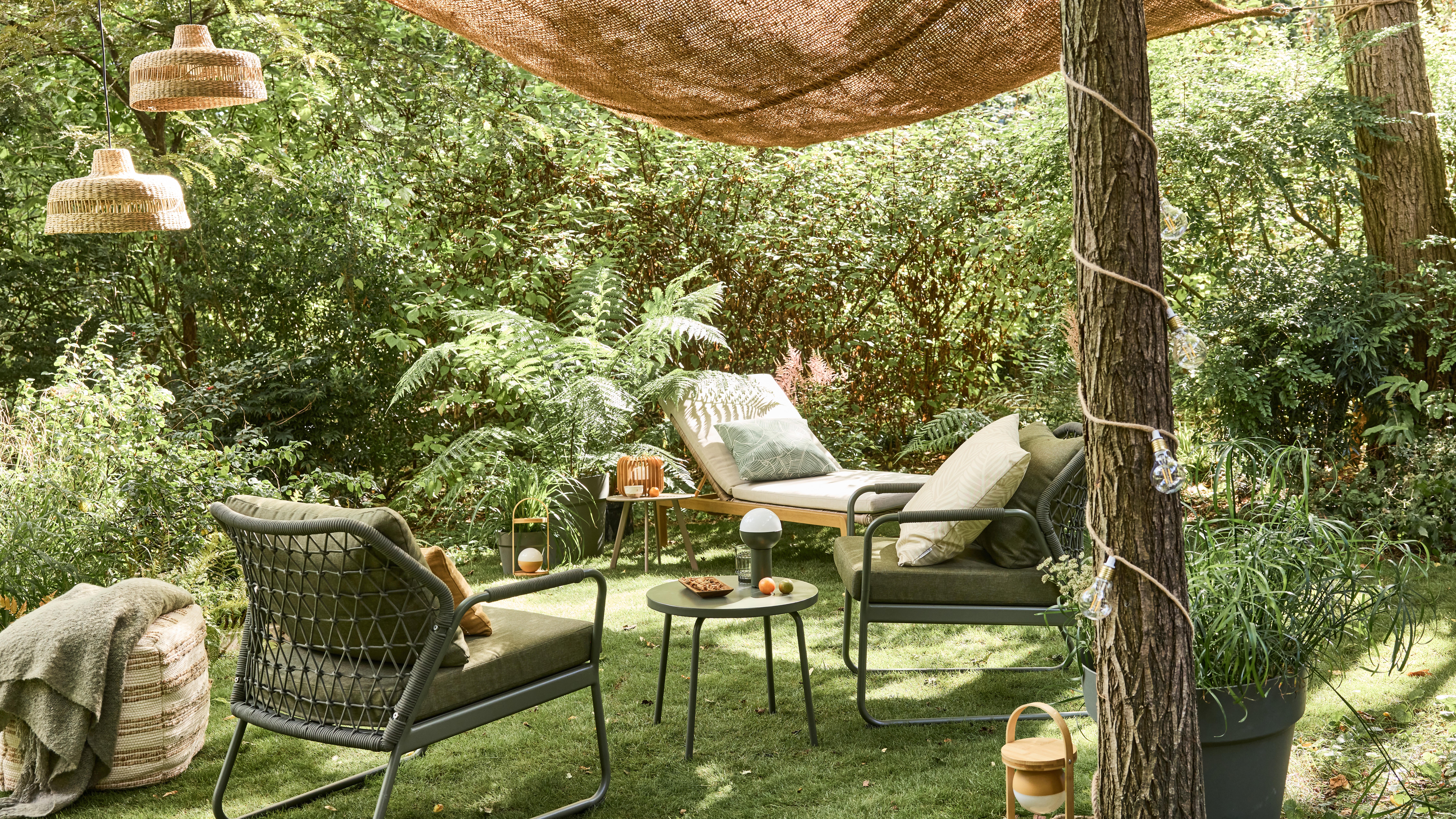 Lámpara de techo colgante de exterior de mimbre marrón 1 luz E27 INSPIRE Cambril 45 cm - 12