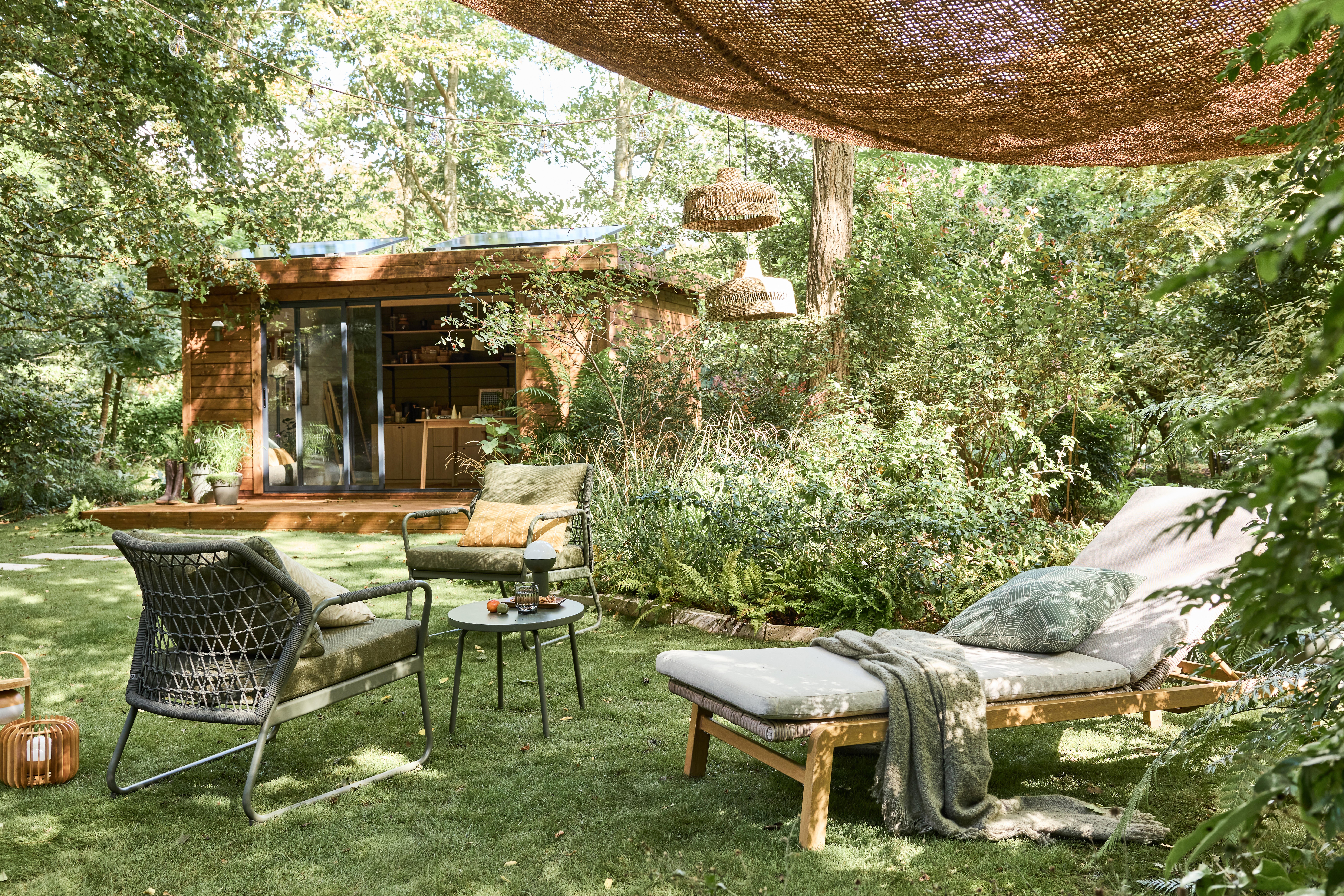 Lámpara de techo colgante de exterior de mimbre marrón 1 luz E27 INSPIRE Cambril 45 cm - 3