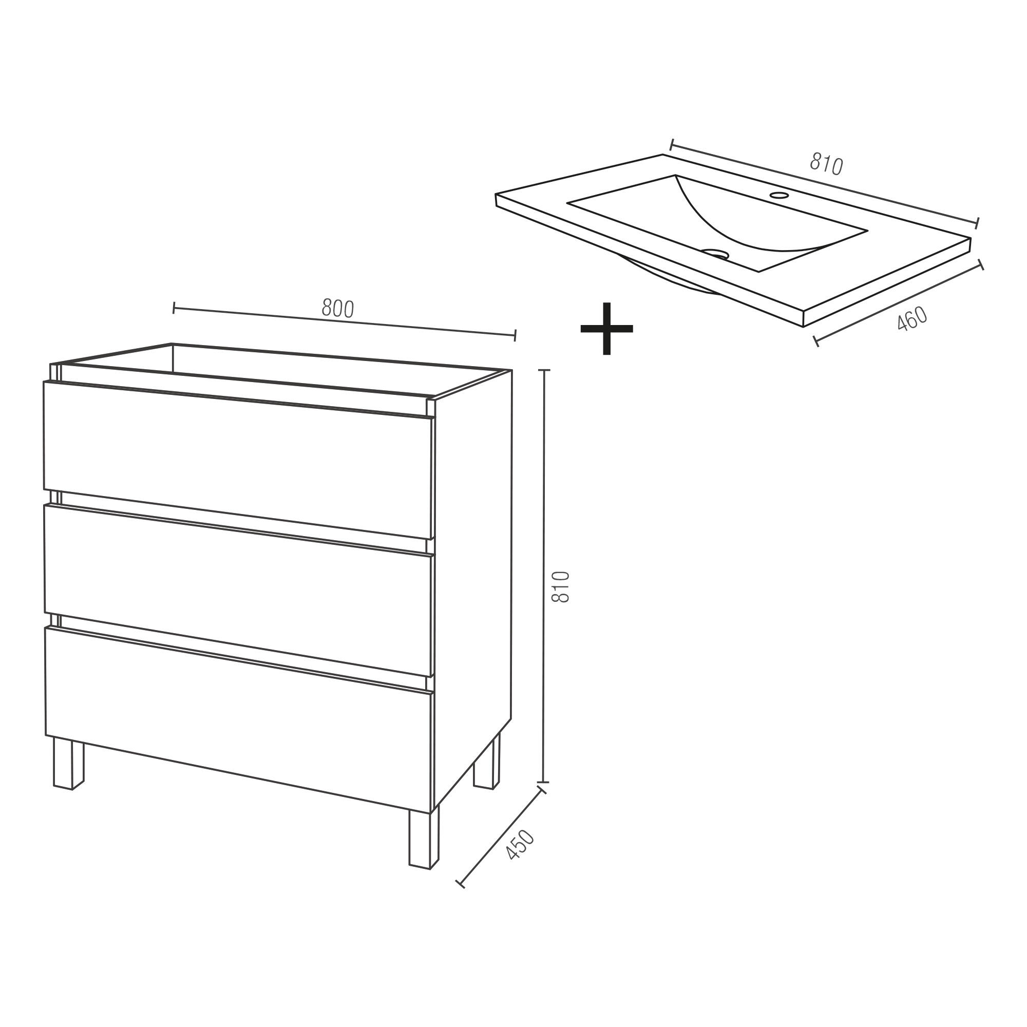 Conjunto de móvel com lavatório 79x45x81cm branco AML Star - 5