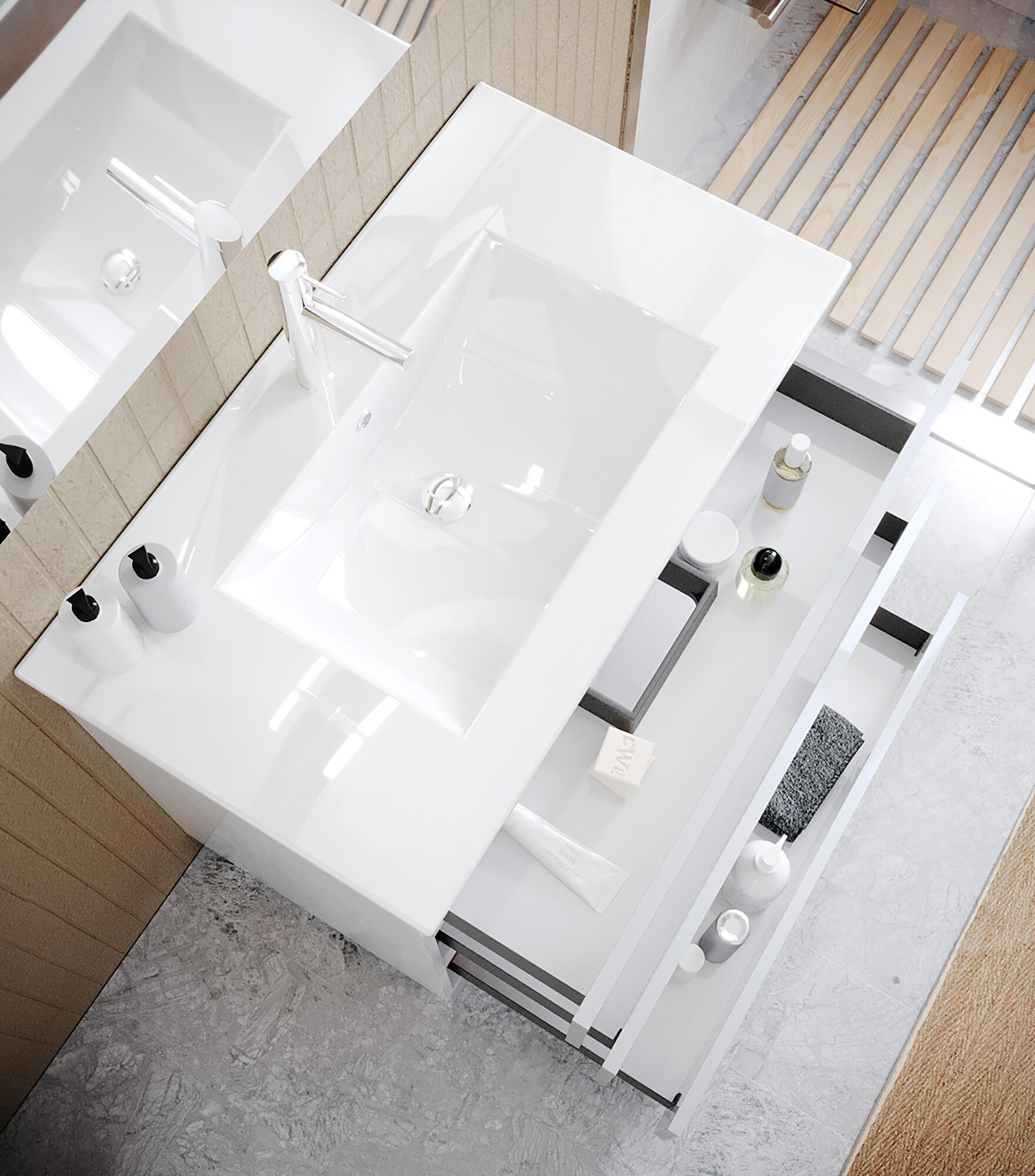 Conjunto de móvel com lavatório 79x45x81cm branco AML Star - 2