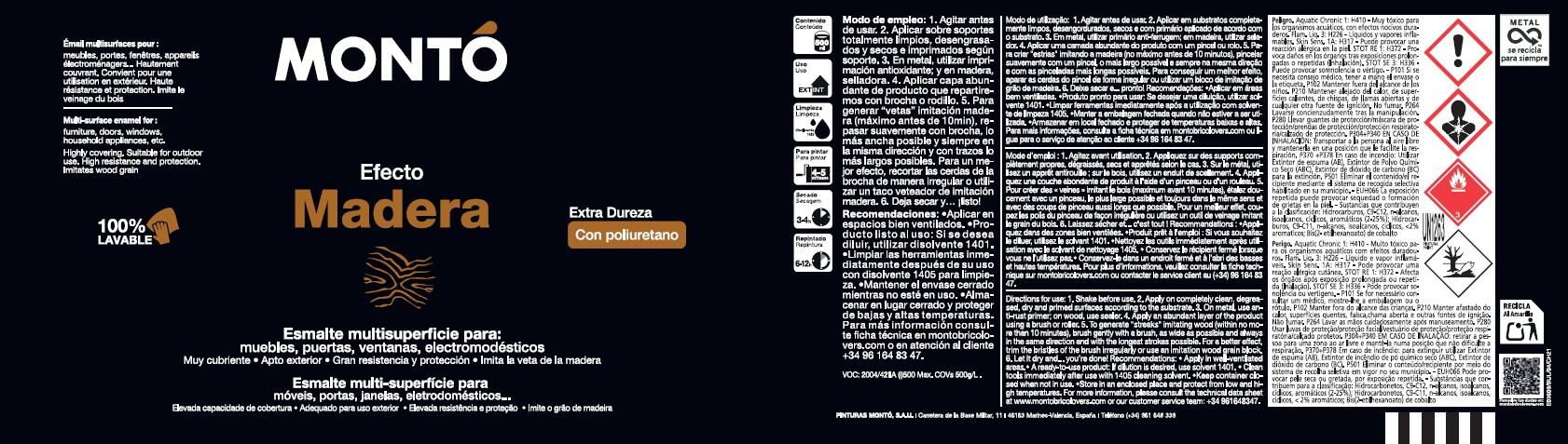 Esmalte efecto madera MONTÓ 500ml iroko - 3