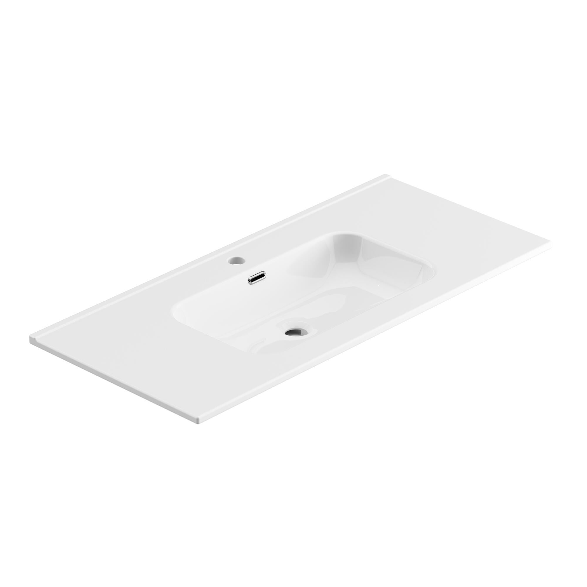 Plan simple vasque centrée Mia céramique blanc Brillant l.101 x P.46 cm