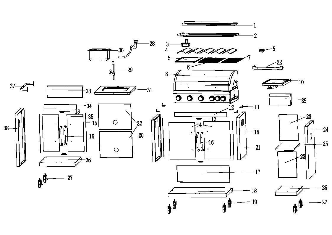 Cucina da esterno Stefy 6 bruciatori L 177 x H 125 x P 56.5 cm - 12