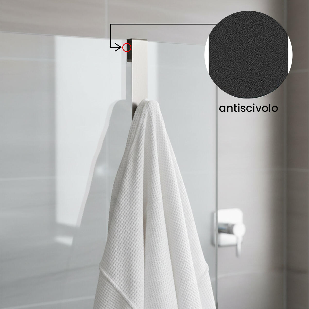 Gancio doccia in inox argento satinato, max 2 Kg - 4