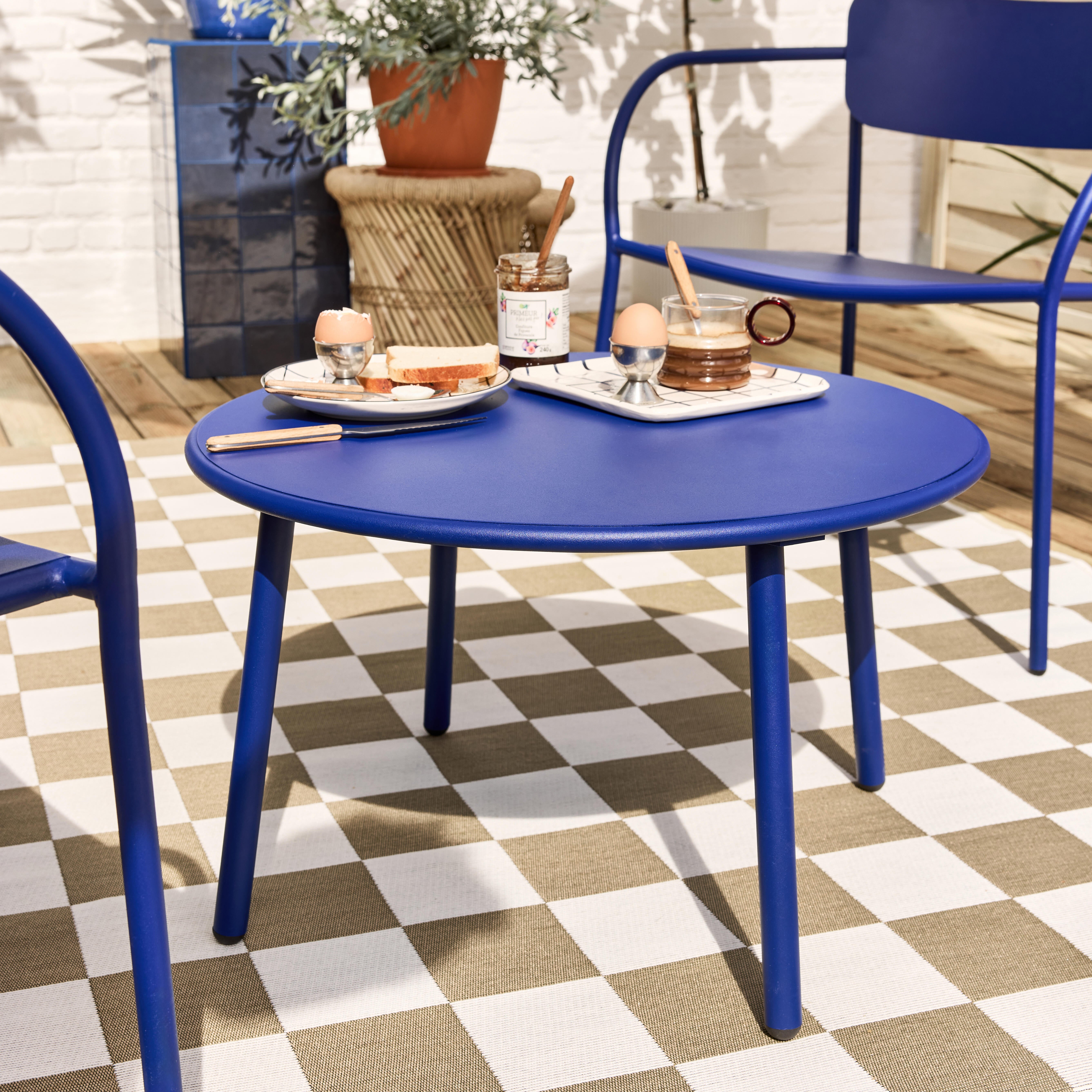Table de jardin basse ARCANE Majorelle rond bleu 2 personnes - 2