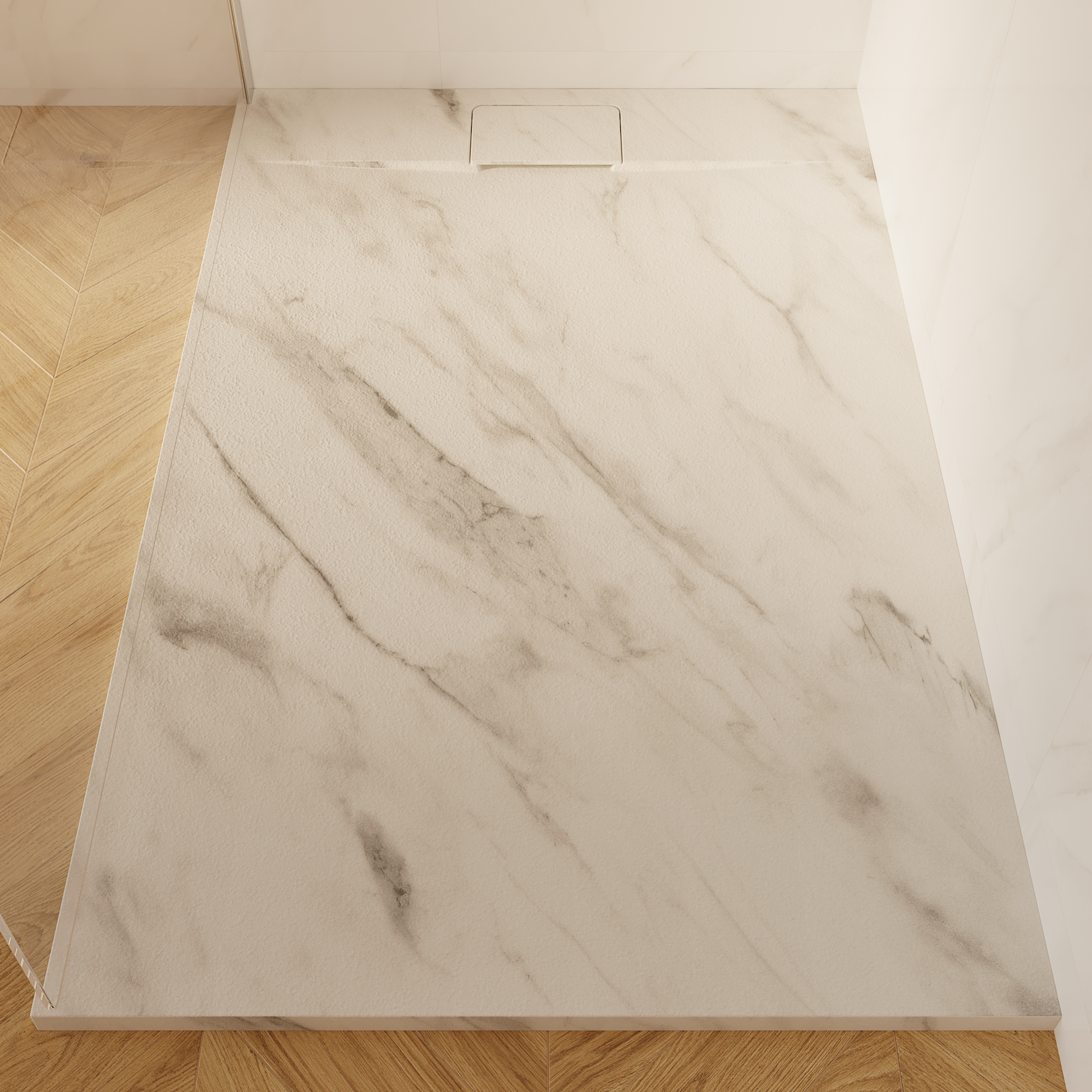 SENSEA Piatto doccia in composito minerale di resina gelificata Neo bianco L 90 x L 140 x H 3 cm opaco effetto marmo
