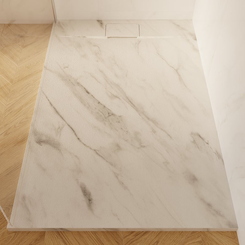 SENSEA Piatto doccia in composito minerale di resina gelificata Neo bianco L 90 x L 140 x H 3 cm opaco effetto marmo
