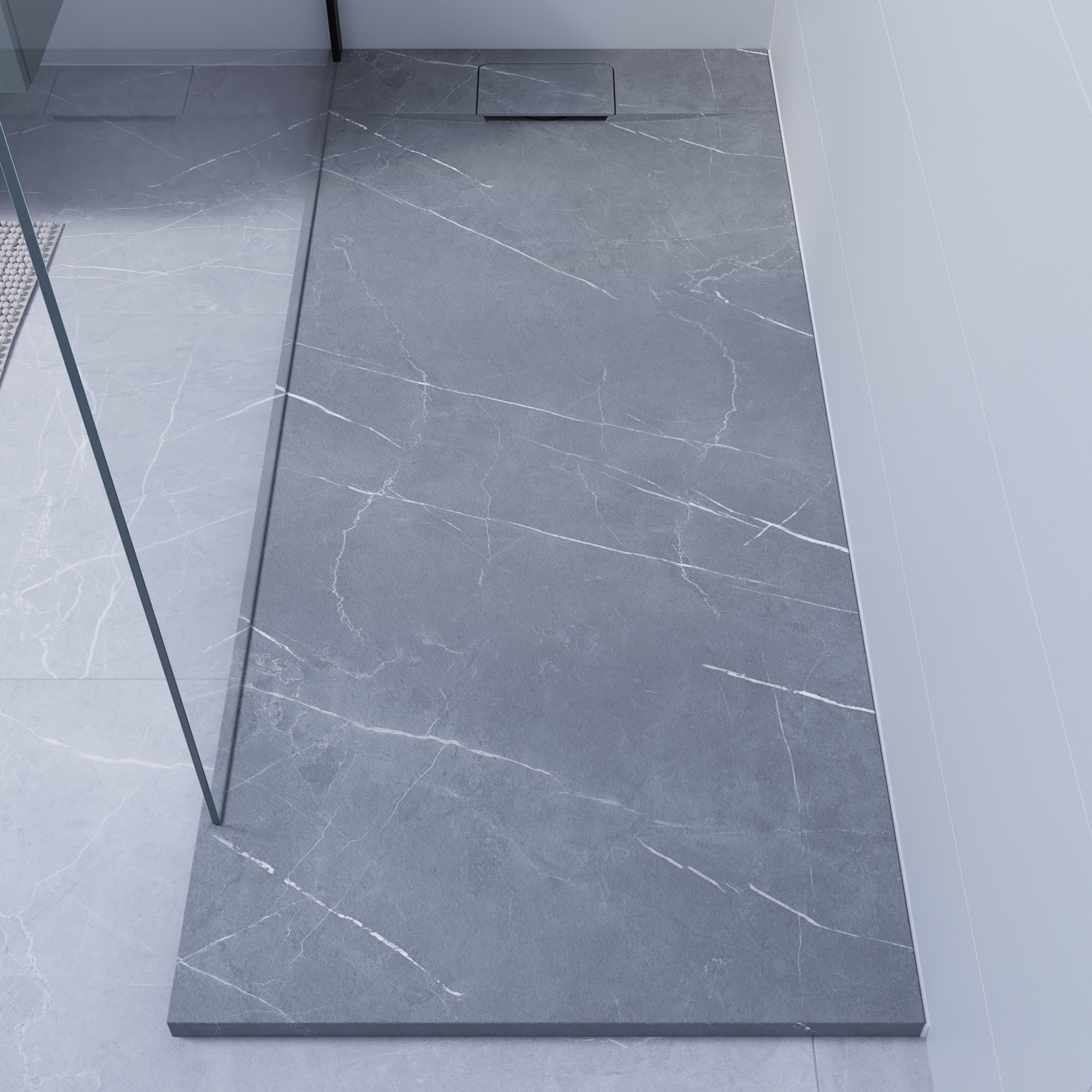 SENSEA Piatto doccia in composito minerale di resina gelificata Neo grigio L 70 x L 140 x H 3 cm opaco effetto marmo