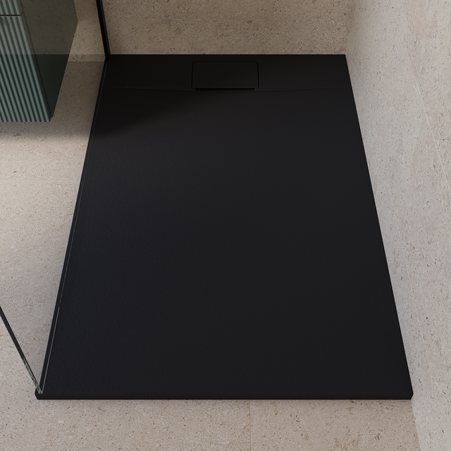 Receveur de douche extraplat, résine, noir L.120 x l.80 cm, Neo