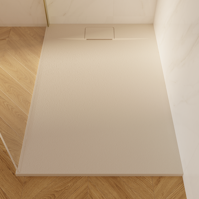 Receveur de douche extraplat, résine, trench 6 beige L.120 x l.80 cm, Neo