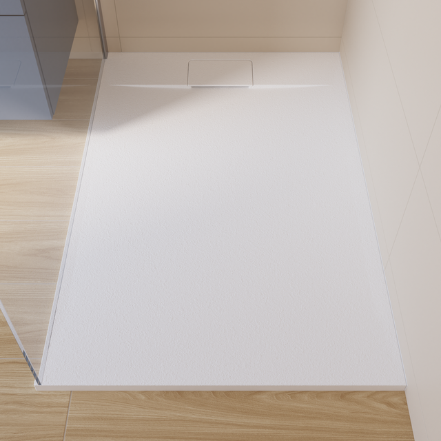 Receveur de douche extraplat, résine, blanc L.120 x l.80 cm, Neo