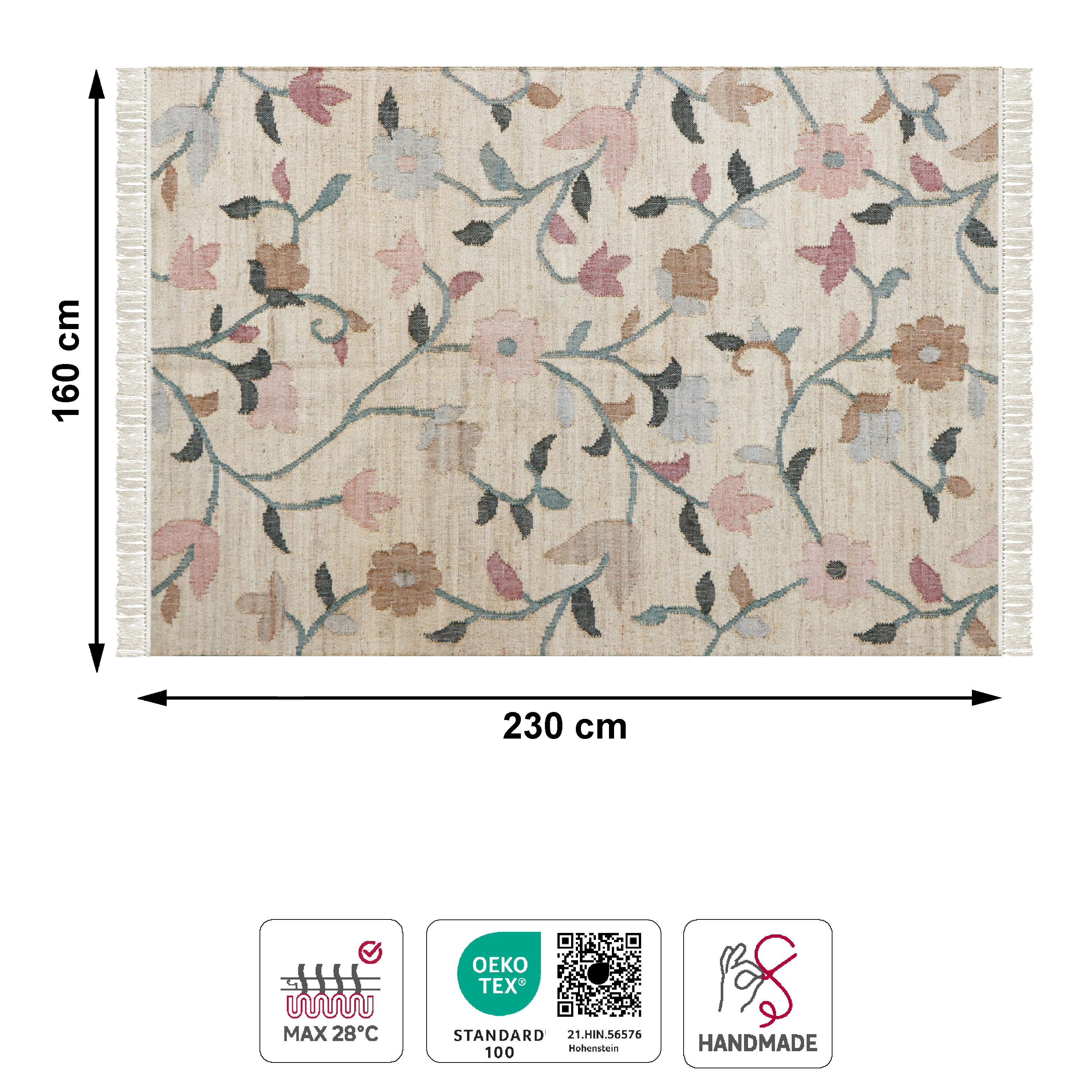 Tapete botânico Sakura 160x230cm multicor Inspire - 6