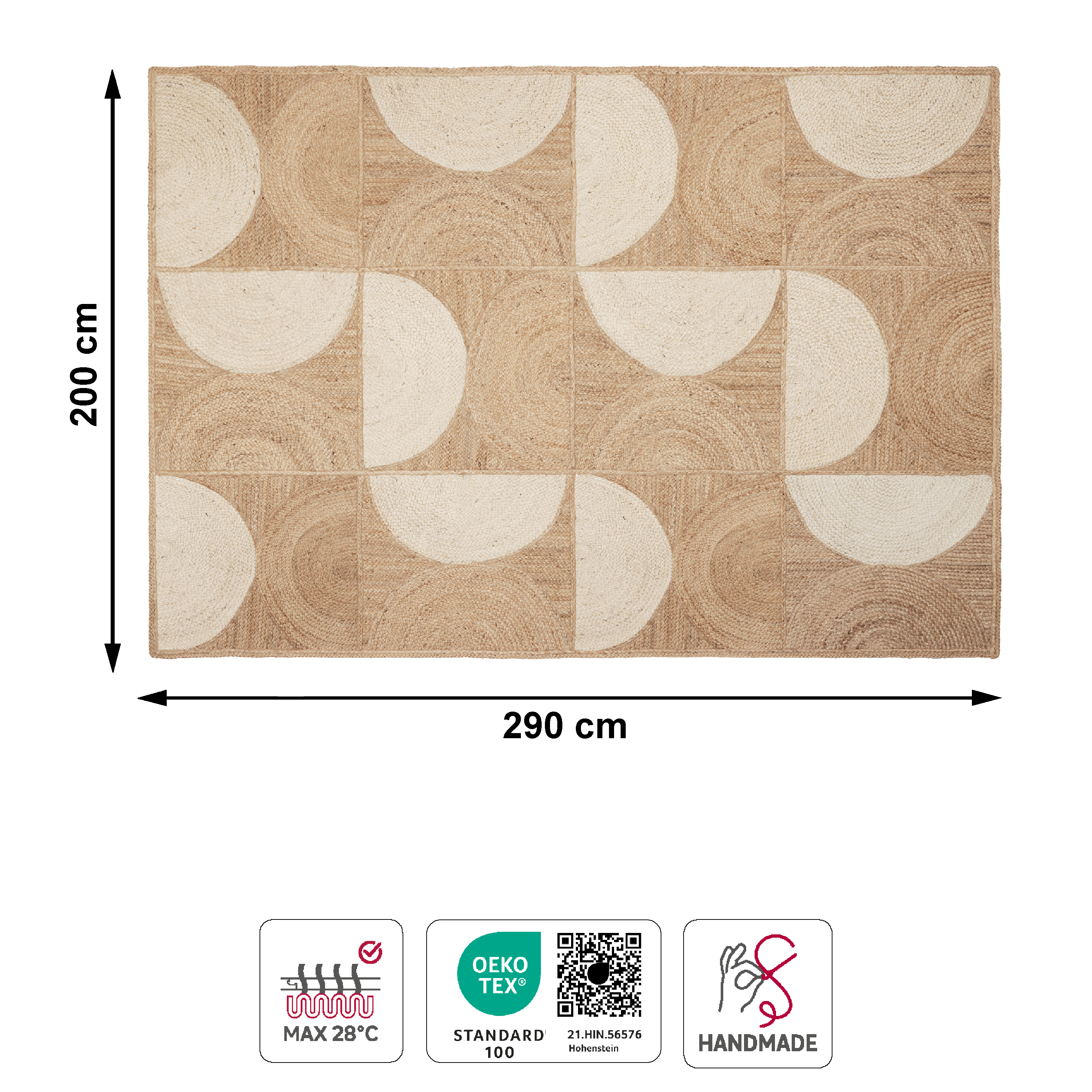 Tapete geométrico Groovy 200x290cm bege Inspire - 6