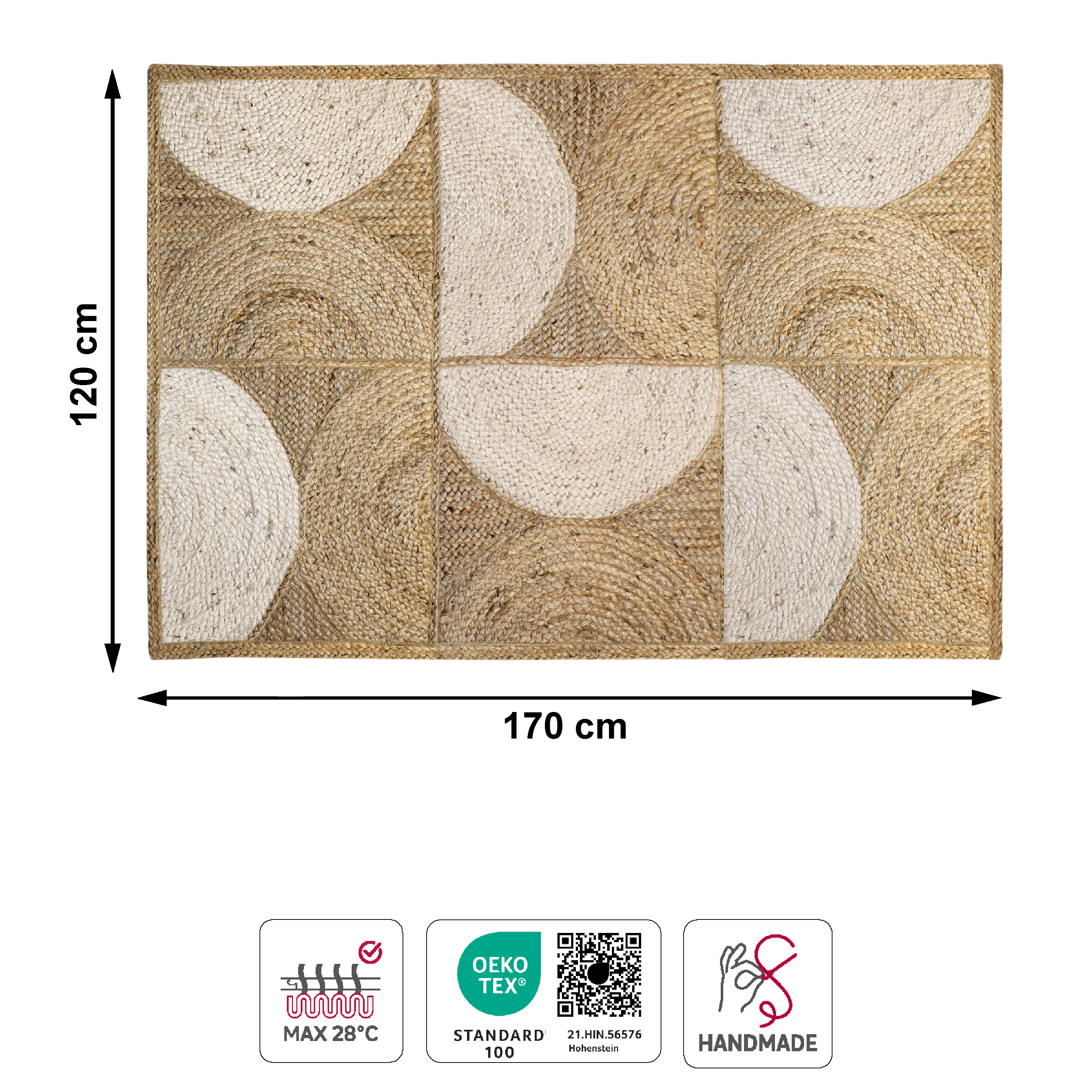 Tapete geométrico Groovy 120x170cm bege Inspire - 6