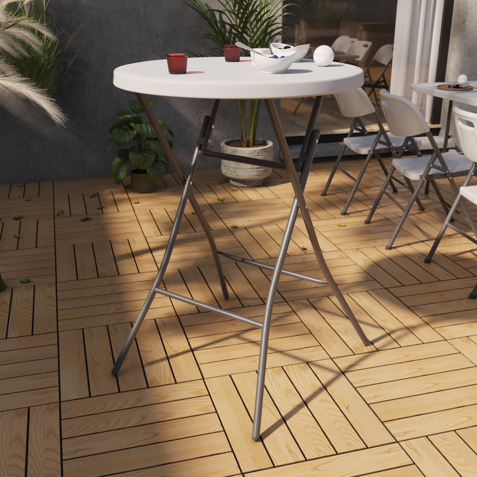 Mange-debout de jardin Folo rond blanc, 4 personnes - 2