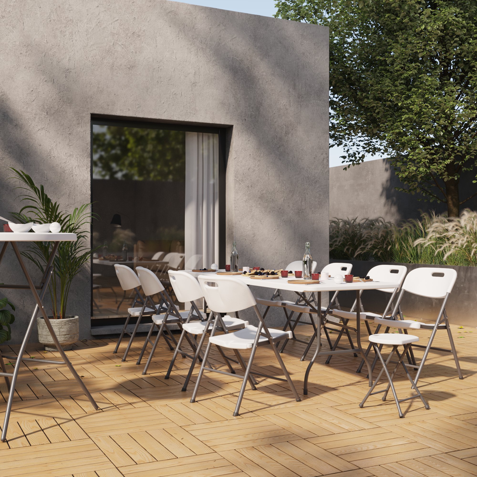 Mange-debout de jardin Folo rond blanc, 4 personnes - 3