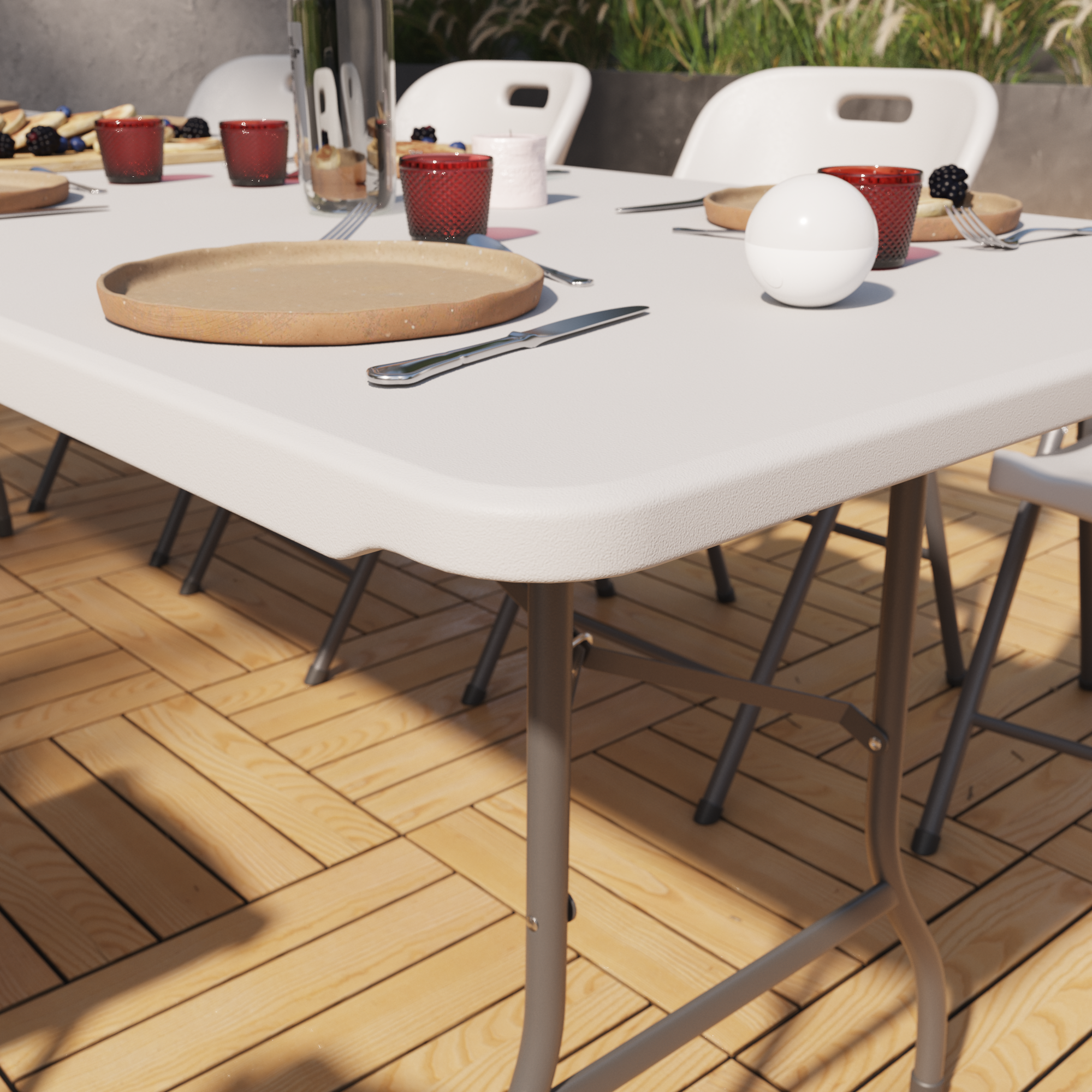 Mesa catering rectangular dobrável 244x75x74 cm Folo - 6