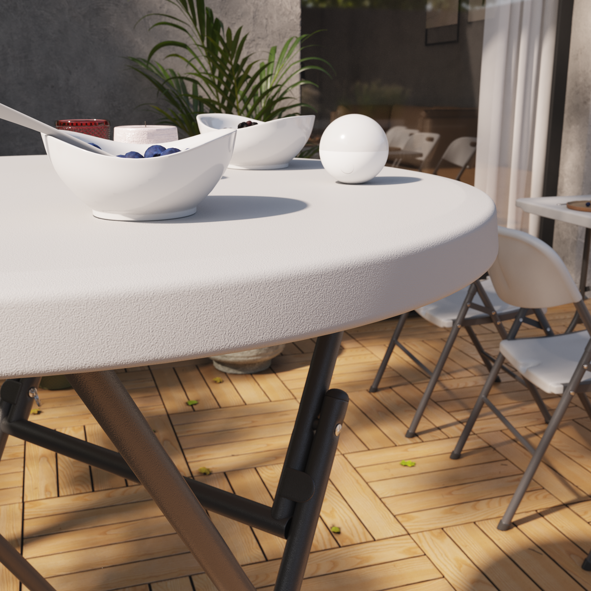 Mange-debout de jardin Folo rond blanc, 4 personnes - 7