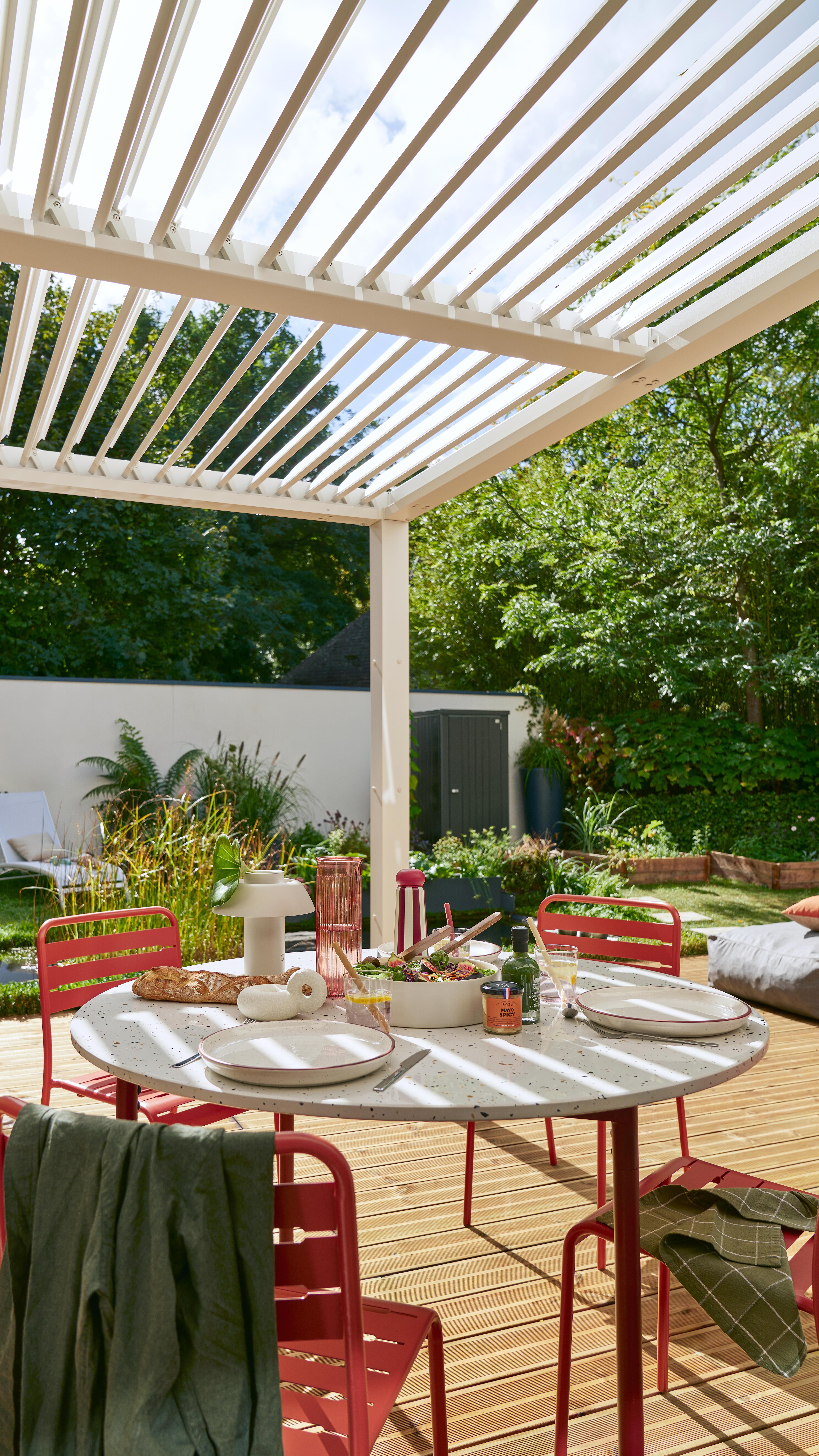 Pérgola bioclimática de aluminio NATERIAL Origin blanca y lama gris oscuro de 313 x 198 x 229 cm manual - 7