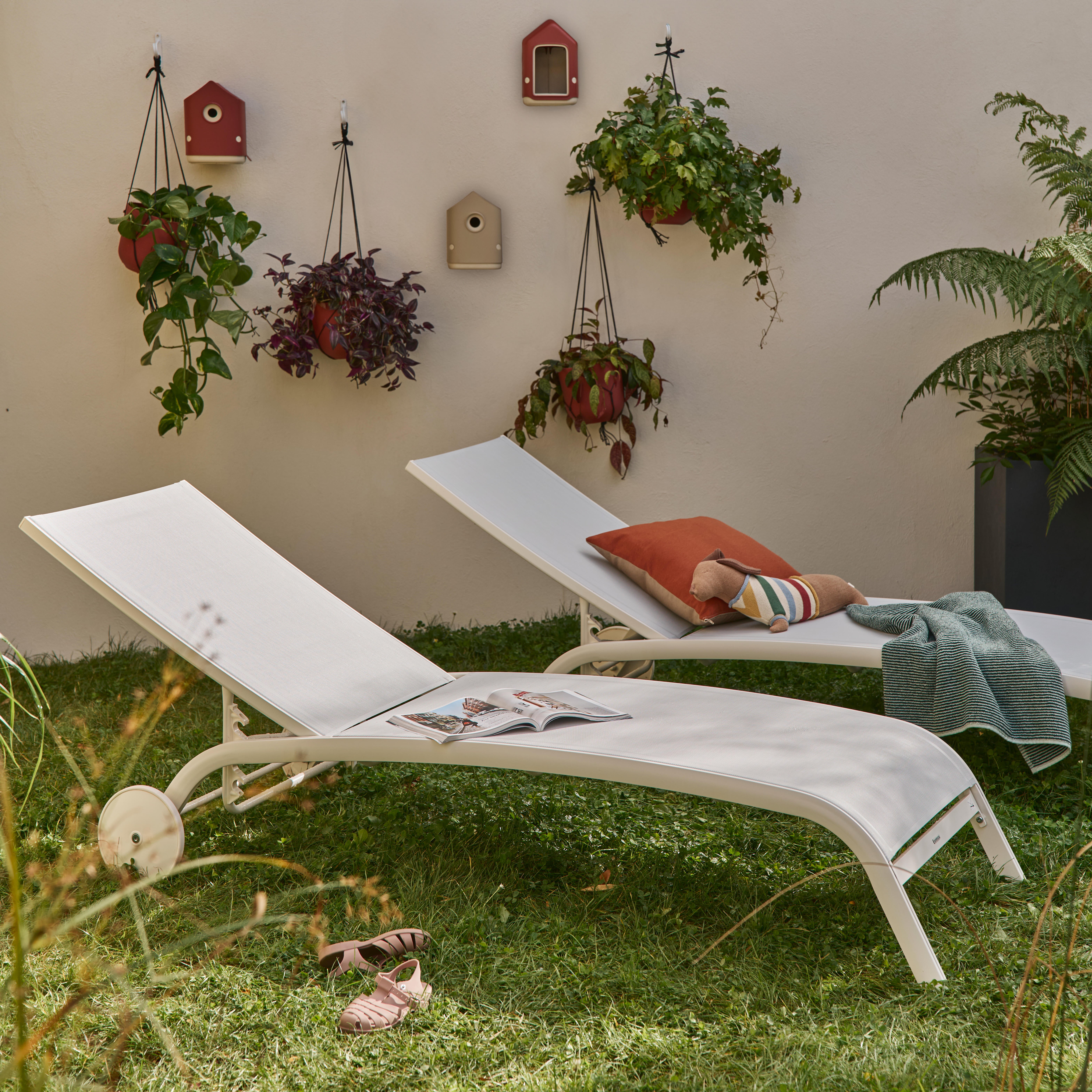 Tumbona de jardín de aluminio Naterial Lyra II blanca de 63x95x207 cm - 19