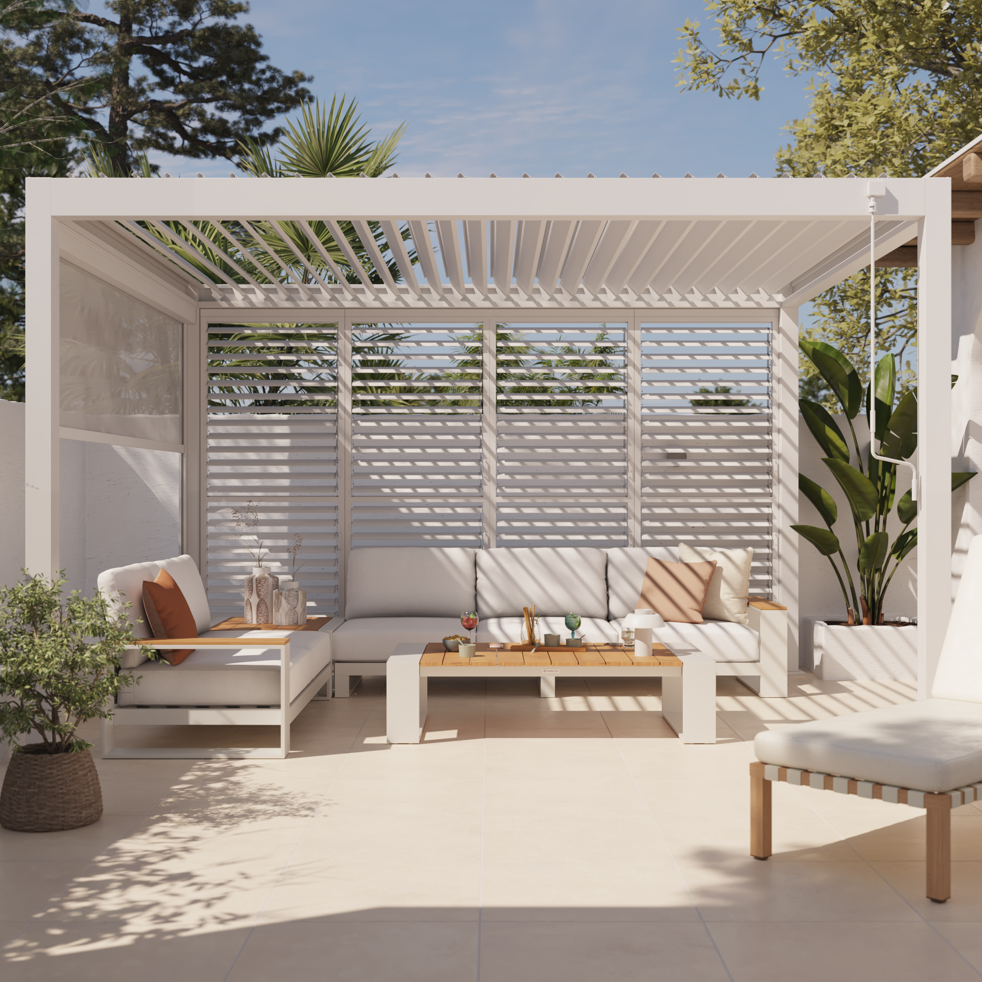 Store latéral en aluminium blanc NATERIAL pour pergola Astra, L.278 x H.231.6 cm - 5