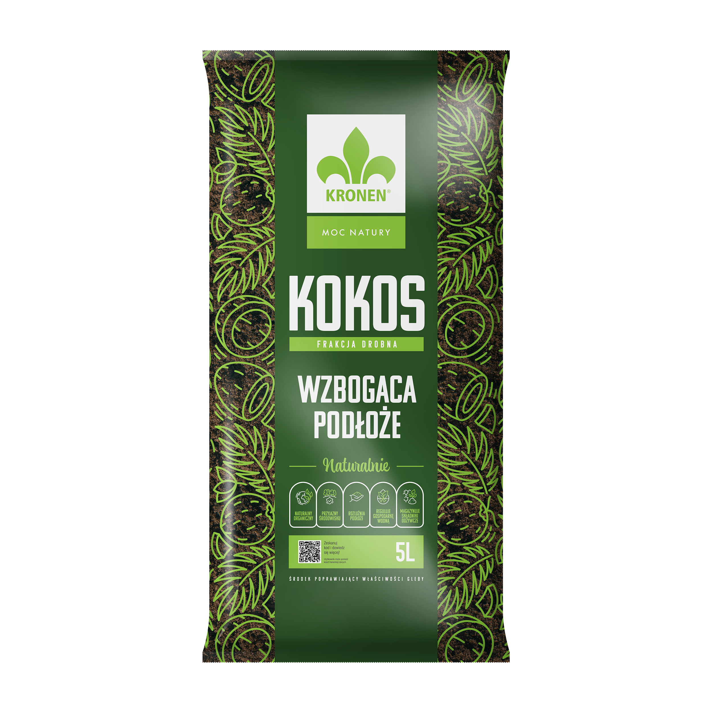 Kokos do wzbogacania podłoża 5l frakcja drobna Kronen