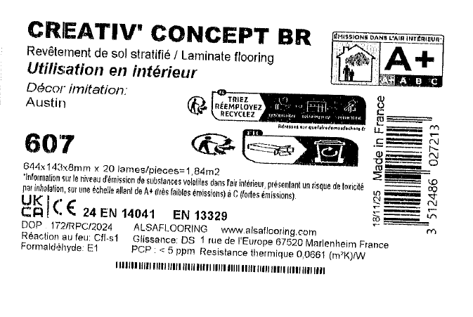 Sol stratifié CREATIV' austin bâton rompu, Ep.8 mm, résistant à l'eau 100H - 4