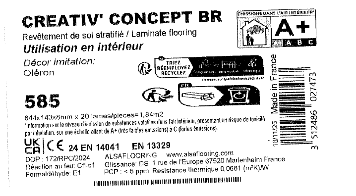 Sol stratifié CREATIV' oleron bâton rompu, Ep.8 mm, résistant à l'eau 100H - 5