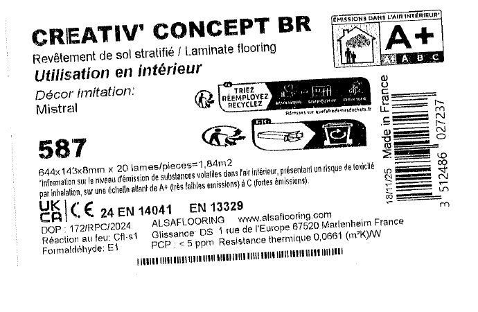Sol stratifié CREATIV' mistral bâton rompu, Ep.8 mm, résistant à l'eau 100H - 4