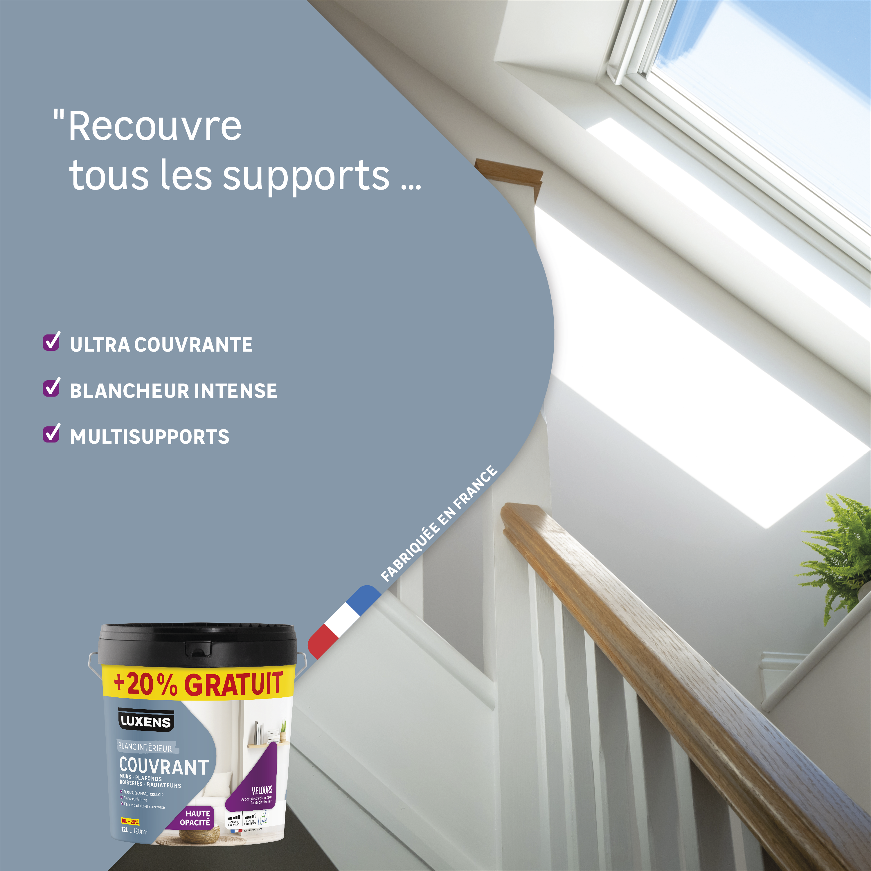 Peinture mur, plafond, boiserie blanc velours LUXENS Couvrant 10L+20% grat - 2